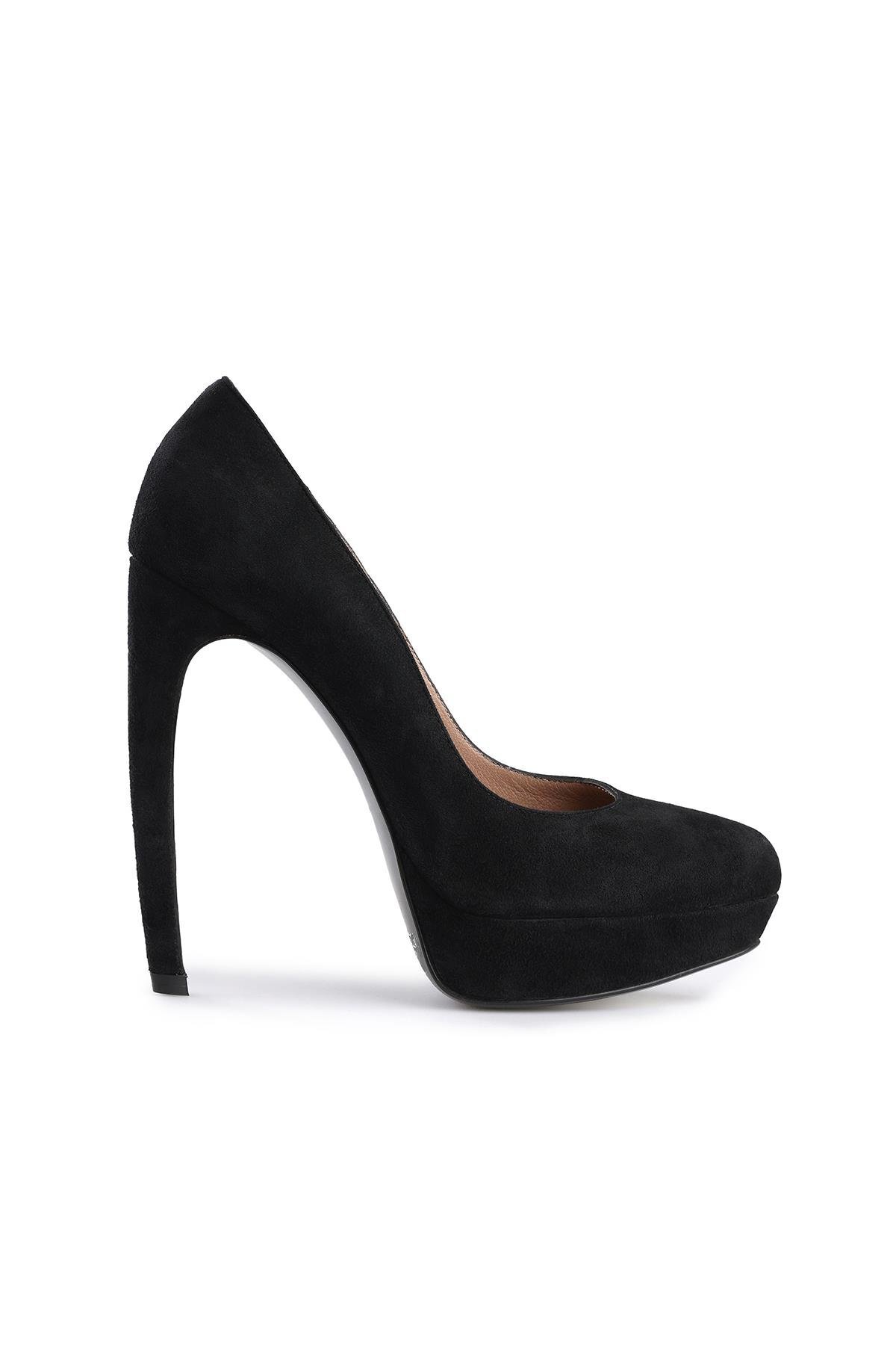 Deriderim-Black Genuine Suede Platform Heeled Stiletto 2