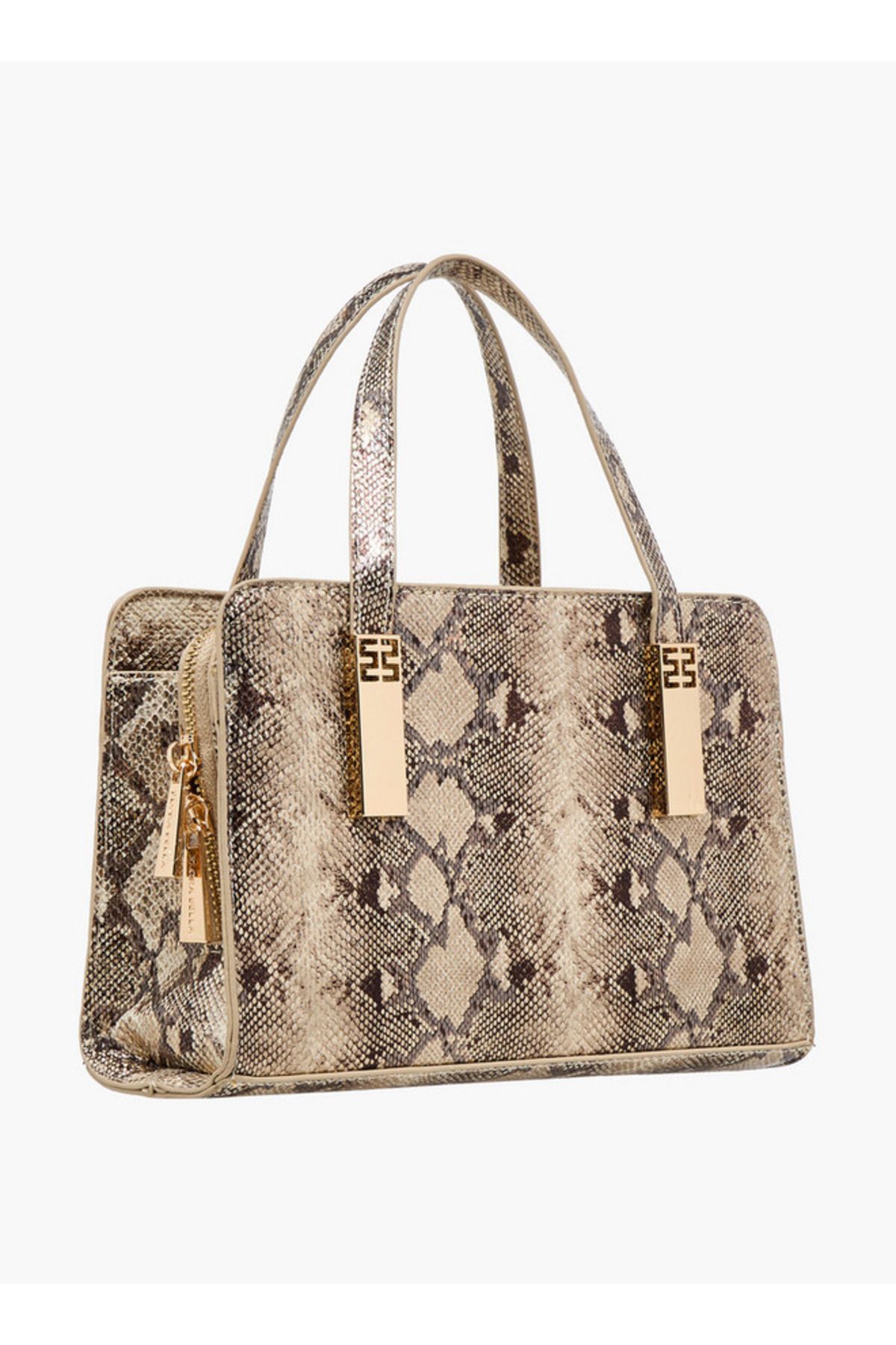 Flora Bella by Shoexpress-Flora Bella Solid Tote Bag with Double Handle and Zip Closure 3