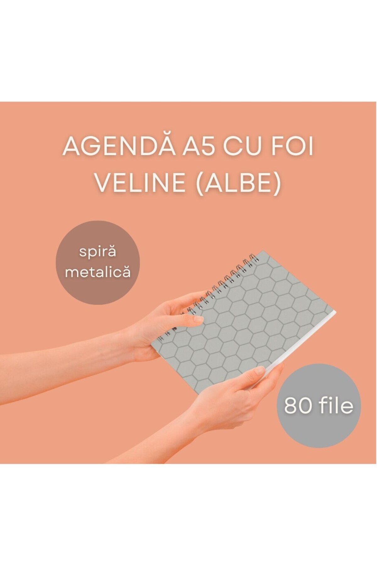 OBRO-Spiral Notebook, Notebook, White Vellum Sheets, Unruled, Flower Print, A5, 80 sheets, 160 pages 2