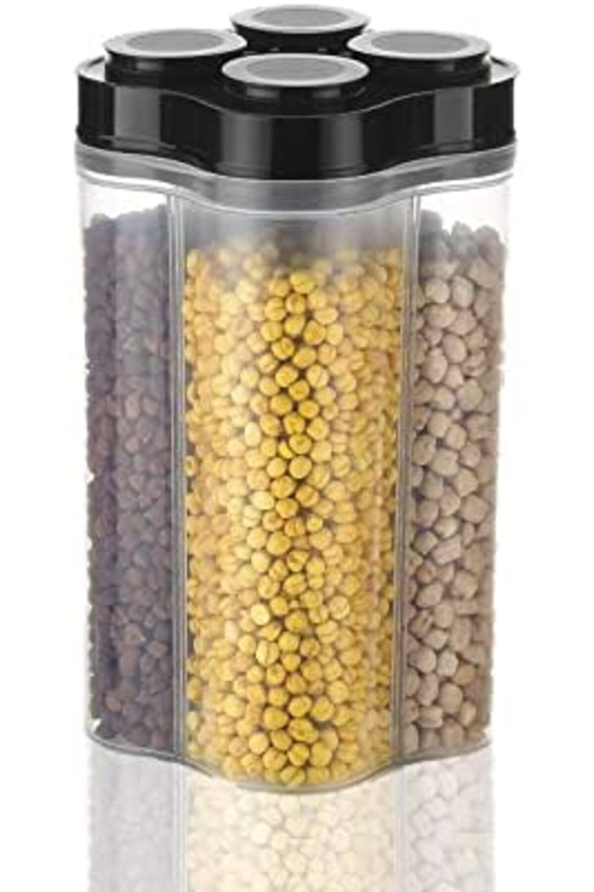 Clazkit-Airtight Transparent Plastic Lock Food Storage 4 Section Cereal Container Jar for Grocery, F 2