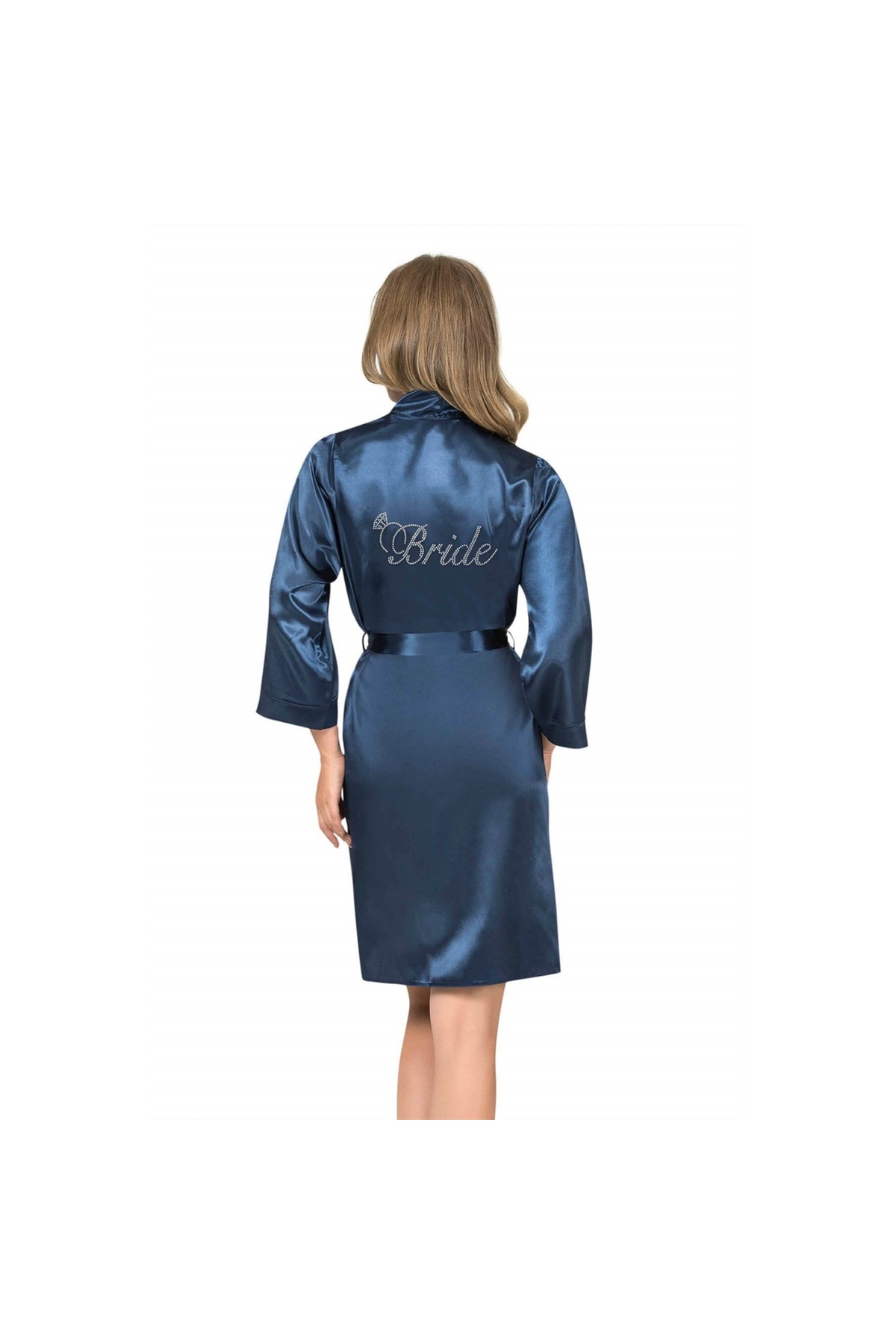 Narnuga MARSiLYAN- Lacivert Kısa Saten Bride Sabahlık