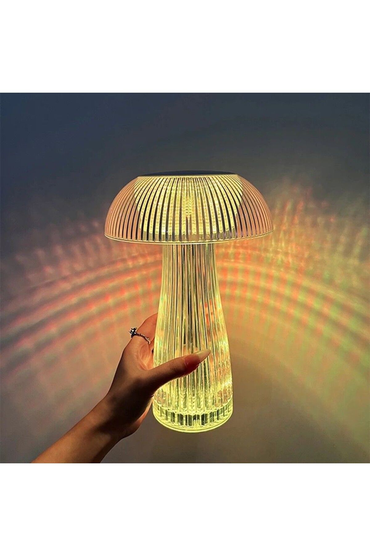 Andowl-Table lamp, crystal mushroom style with RGB LED and transparent remote control 6