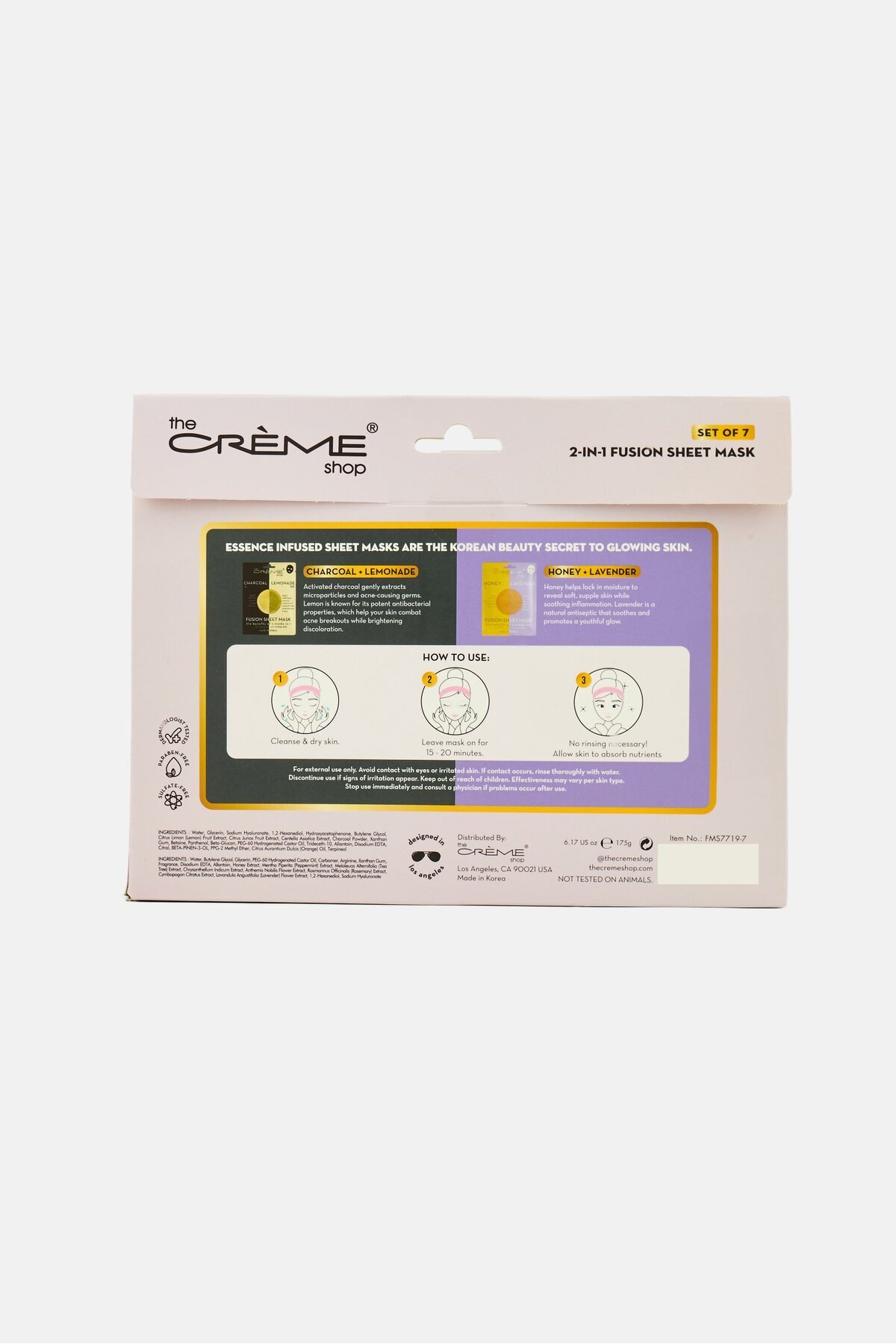 The Crème Shop-7 Pcs Charcoal Lemonade And Honey Lavender 2 in 1 Fusion Mask Sheet 3