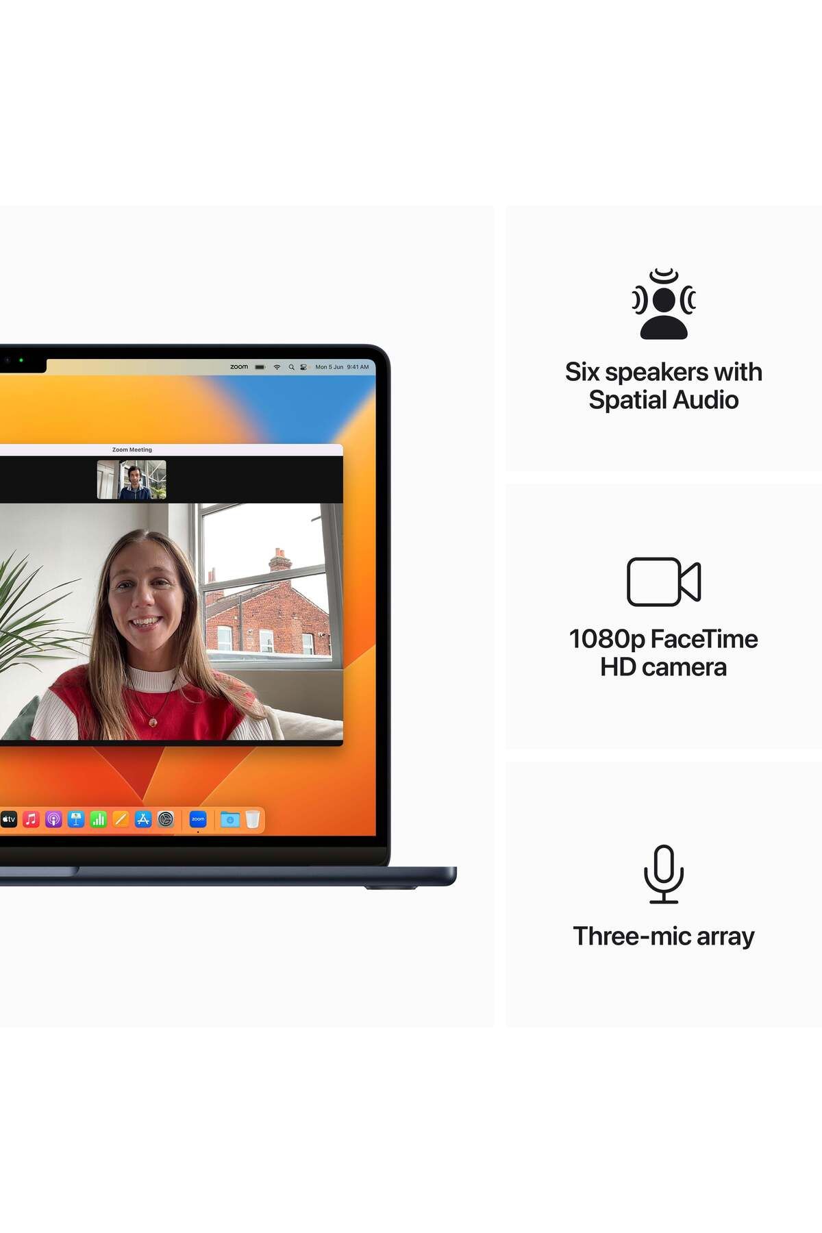 Apple-15-inch MacBook Air: M2 chip 8_core CPU & 10_core GPU, 16G RAM, 1TB SSD - Midnight - 70W 6