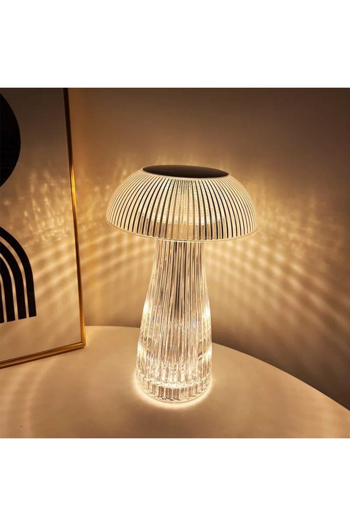 Andowl-Table lamp, crystal mushroom style with RGB LED and transparent remote control 4