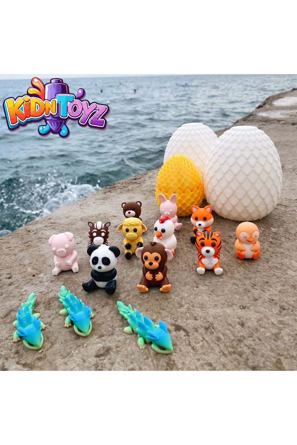 kidntoyz-مجموعة ميجا كيبريك للحيوانات – 14 قطعة من ألعاب الحيوانات الصغيرة + بيضة مفاجأة 1