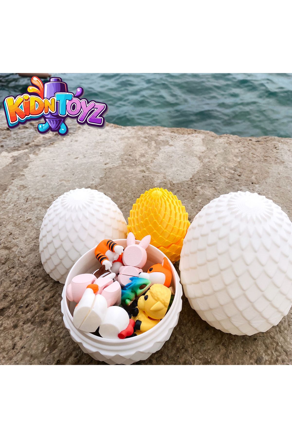 kidntoyz-مجموعة ميجا كيبريك للحيوانات – 14 قطعة من ألعاب الحيوانات الصغيرة + بيضة مفاجأة 6