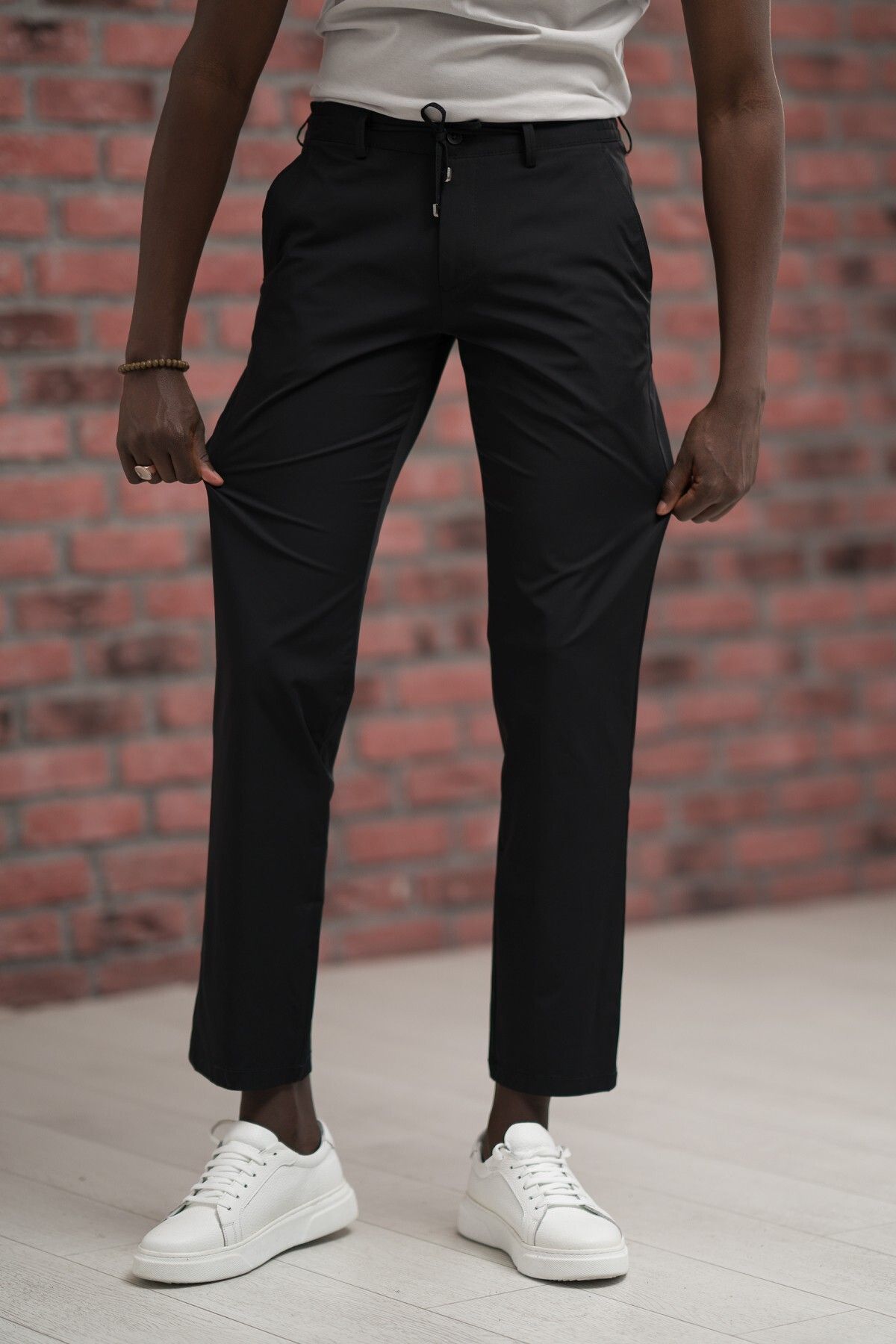 Paul Martin-Regular Fit Lycra Parachute Fabric Jogger Pants with Threaded Waist and Elastic 5