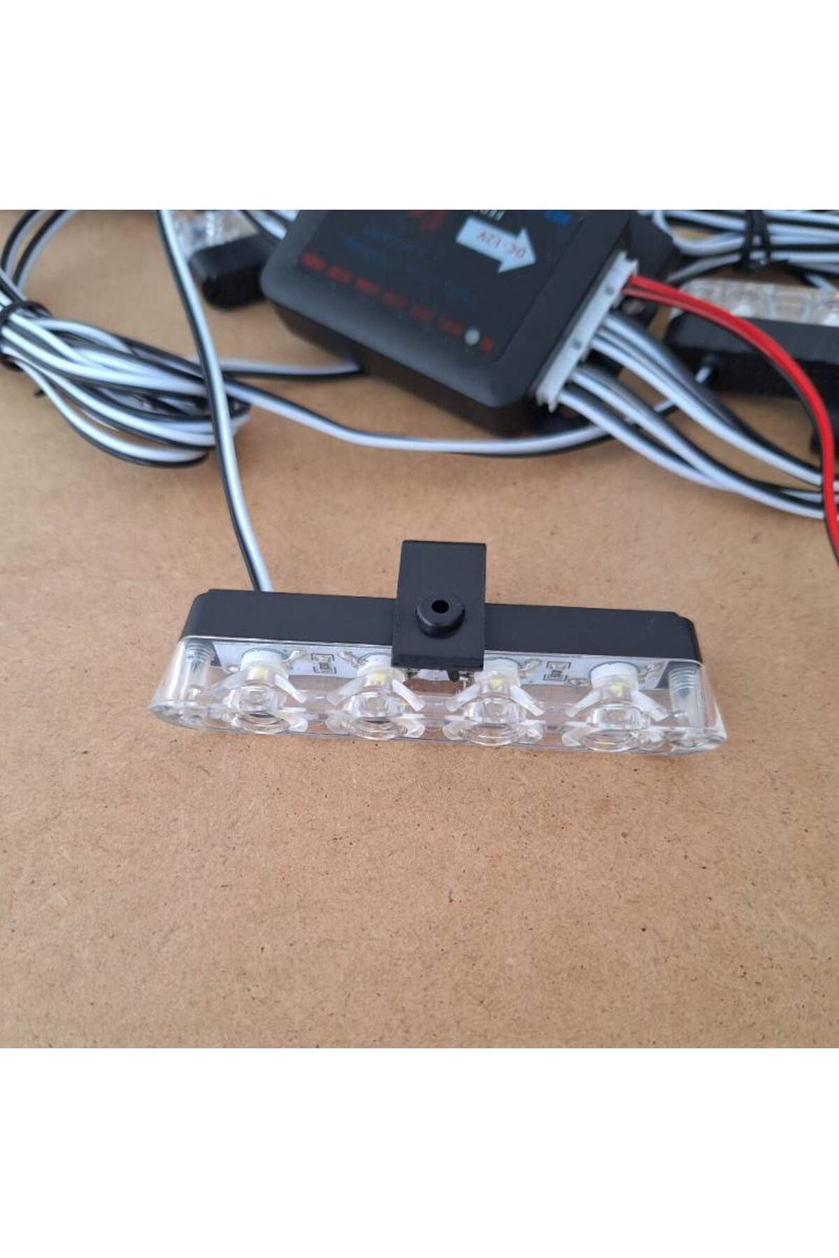 BGRJ Automotive-Set of 8 white strobe lights for grille, remote control, 7 functions, 12V 7