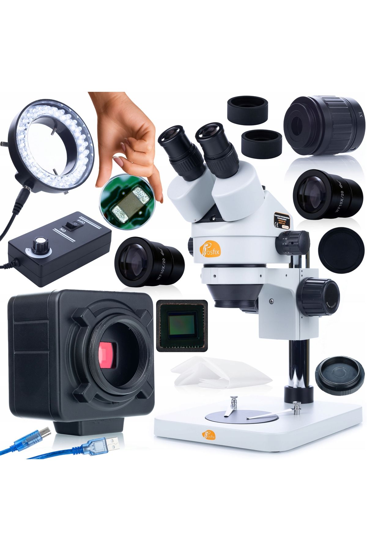 Rosfix-Kit microscop Mercury Pro MSMP-T-PS1 cu cameră Crux PRO KMCP-HDMI-USB 5MP seria Plantes PRO 1