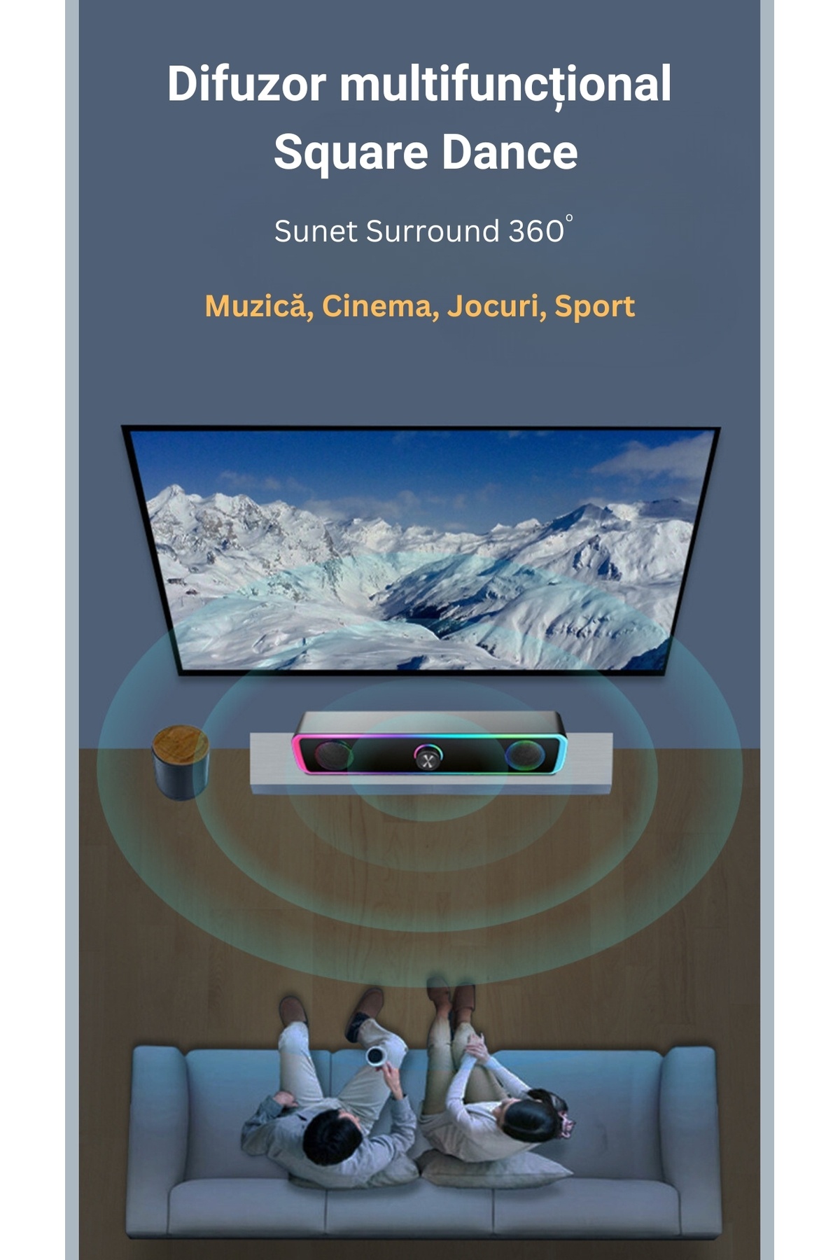 A ATAB-PC Gaming Speaker, Bluetooth Multimedia, Rgb Lighting, 3.5 Mm Jack Connection, Usb, 360 Surround Sound 2