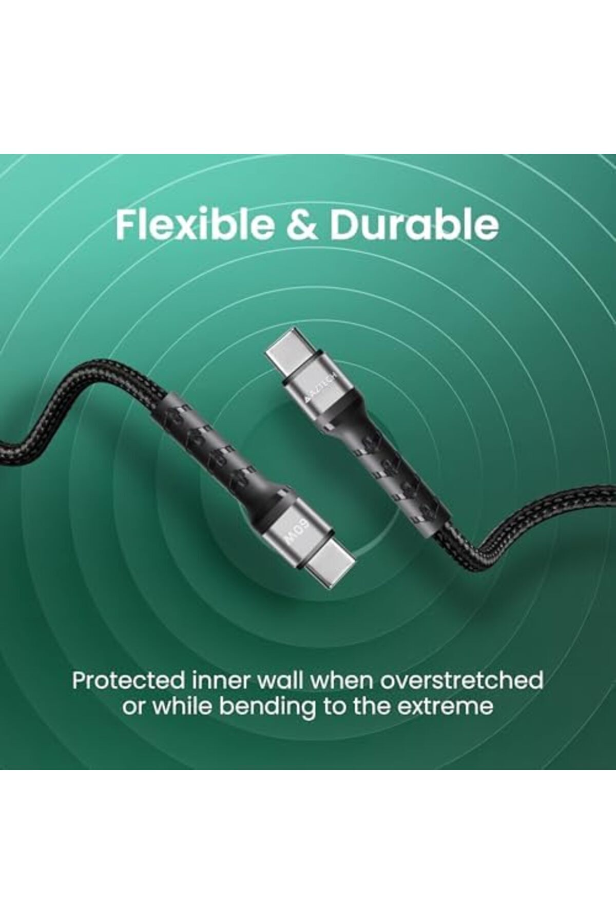 Aztech-HyperCable USB-C to USB-C Cable 60W Fast Charging Durable Braided Wire 1 Meter for Smartphone 5