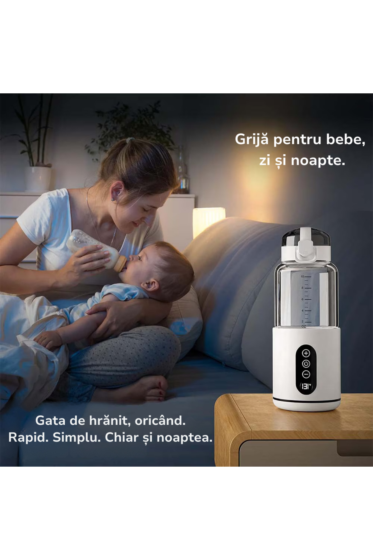 CLC SmartGear-Incalzitor portabil lapte/apa, bebe biberon CLC SmartGear, 300ml, USB-C, fara fir, calatorii, 6