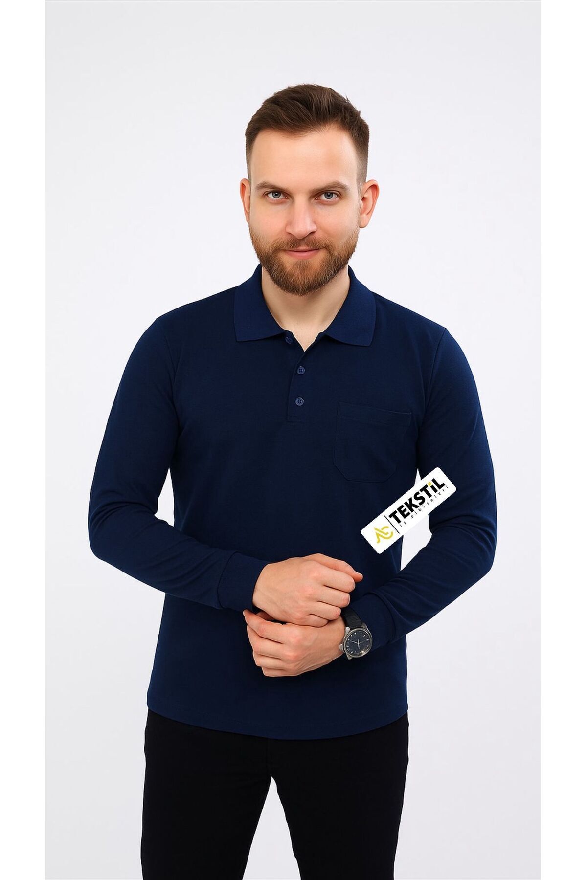 ALC İŞ ELBİSELERİ Polo Yaka Uzun Kol Lacivert