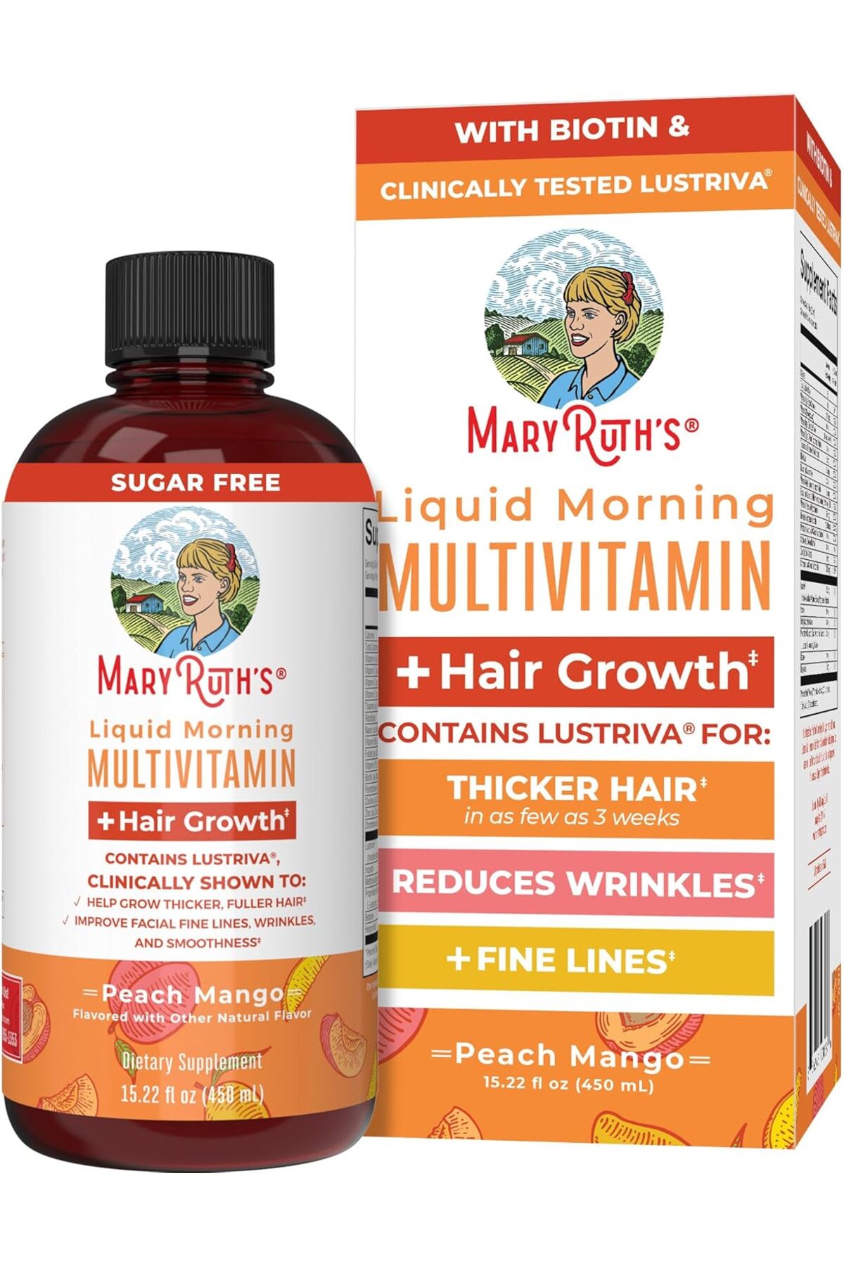 mary ruth ORIGINAL MaryRuth Organics Liquid Multivitamin Lustriva Hair  Growth for Women, Biotin 10000mcg,