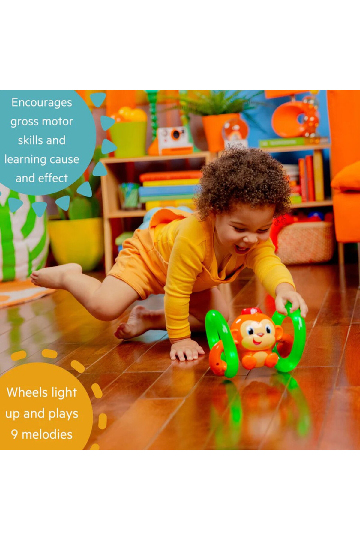 بازیچه میمون چرخان و درخشان برای نوزادان و کودکان، ۶ تا ۳۶ ماه