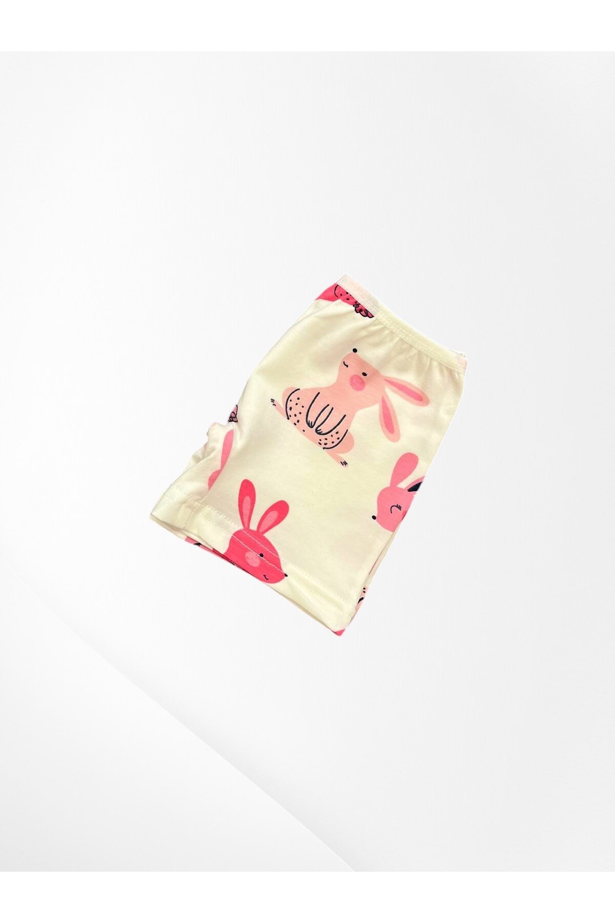 Genel Markalar Kız Çocuk %100 Pamuklu Kumaş Ekru Tavşan Desenli İnce Askılı Atlet Boxer Takımı fotoğrafı 4 (önizleme)