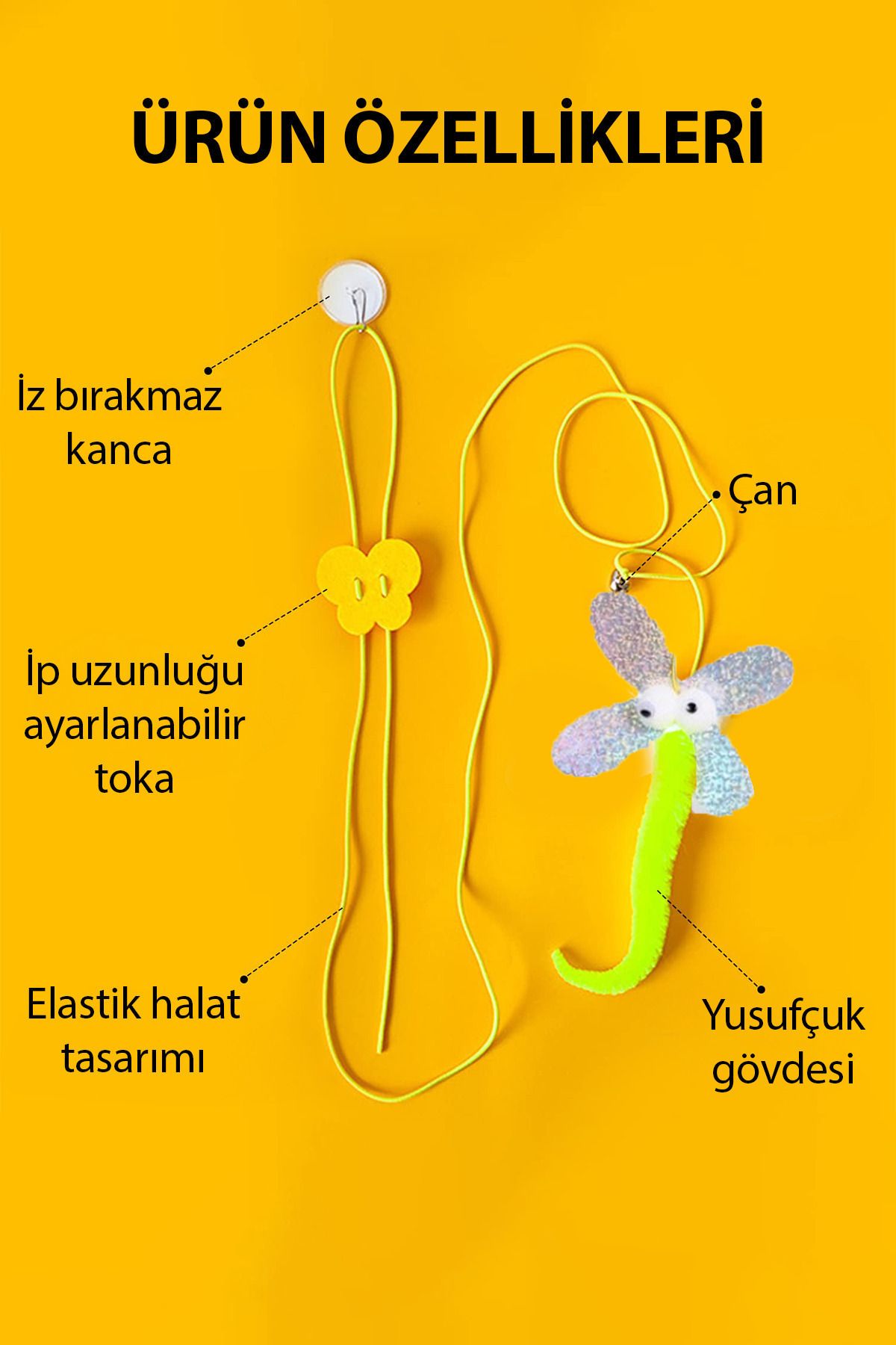 Fresh Moon-Rattle Cat Toy Elastic Butterfly Pattern Fishing Rod Toy Fun Activity Drawstring Cat Game 4