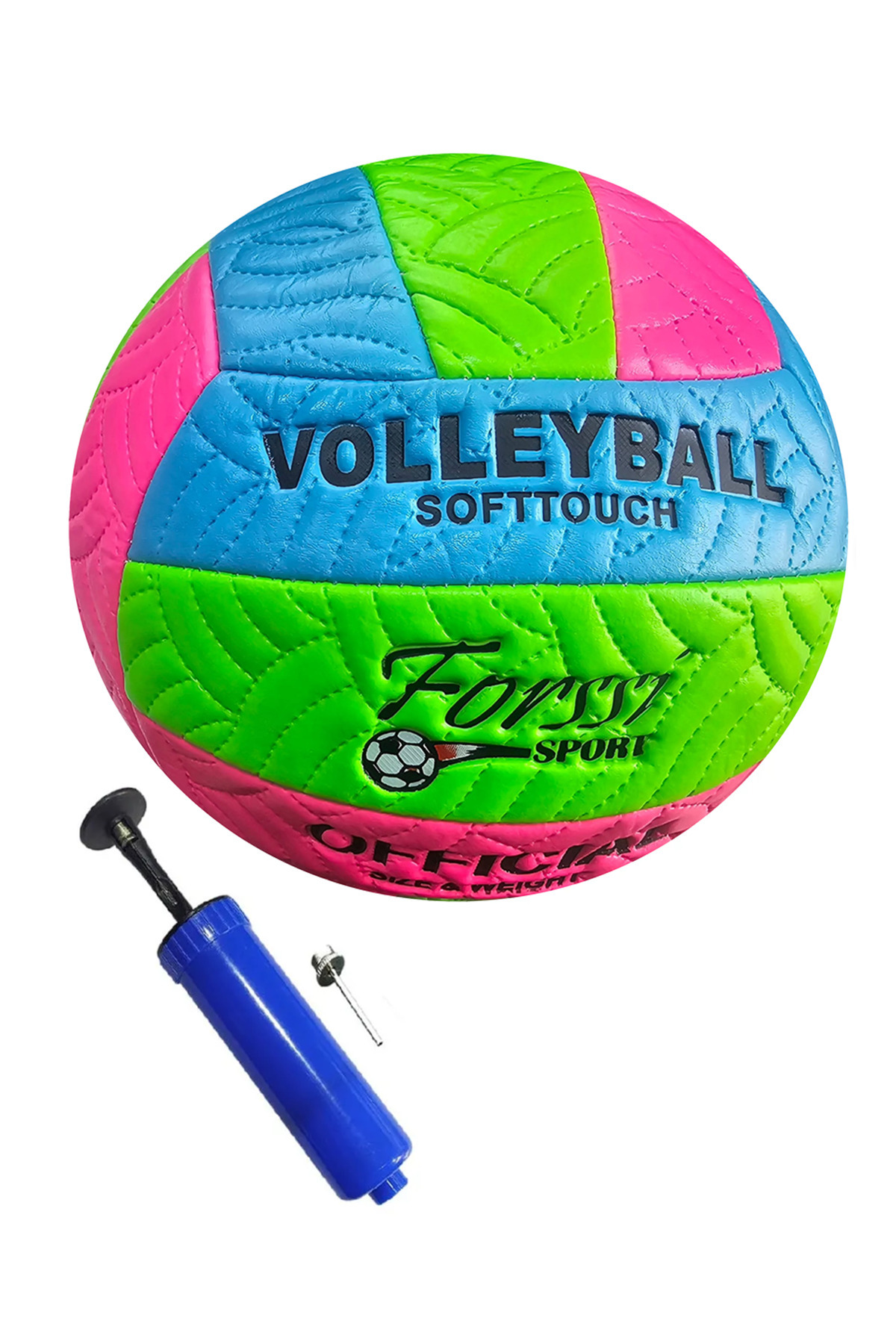 AVESSA Vlm-700 Makina Dikişli Soft Touch 280 Gr Fosforlu Deri Voleybol Topu No:5 + Top Pompası