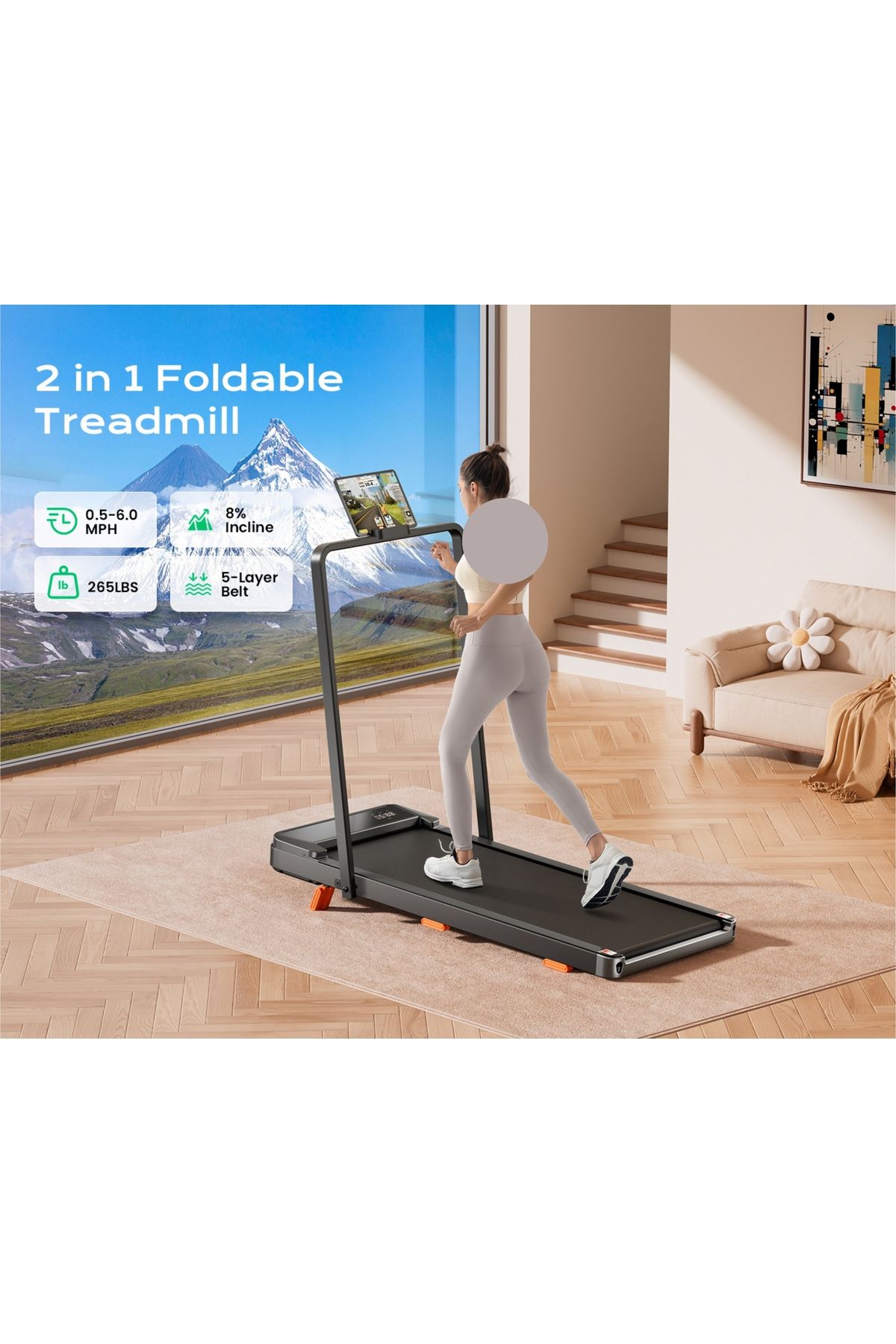 ALTIS-Advanced AL623 3-in-1 Folding Treadmill – 2.5HP Walking Pad with LED for Home & Office Use 5