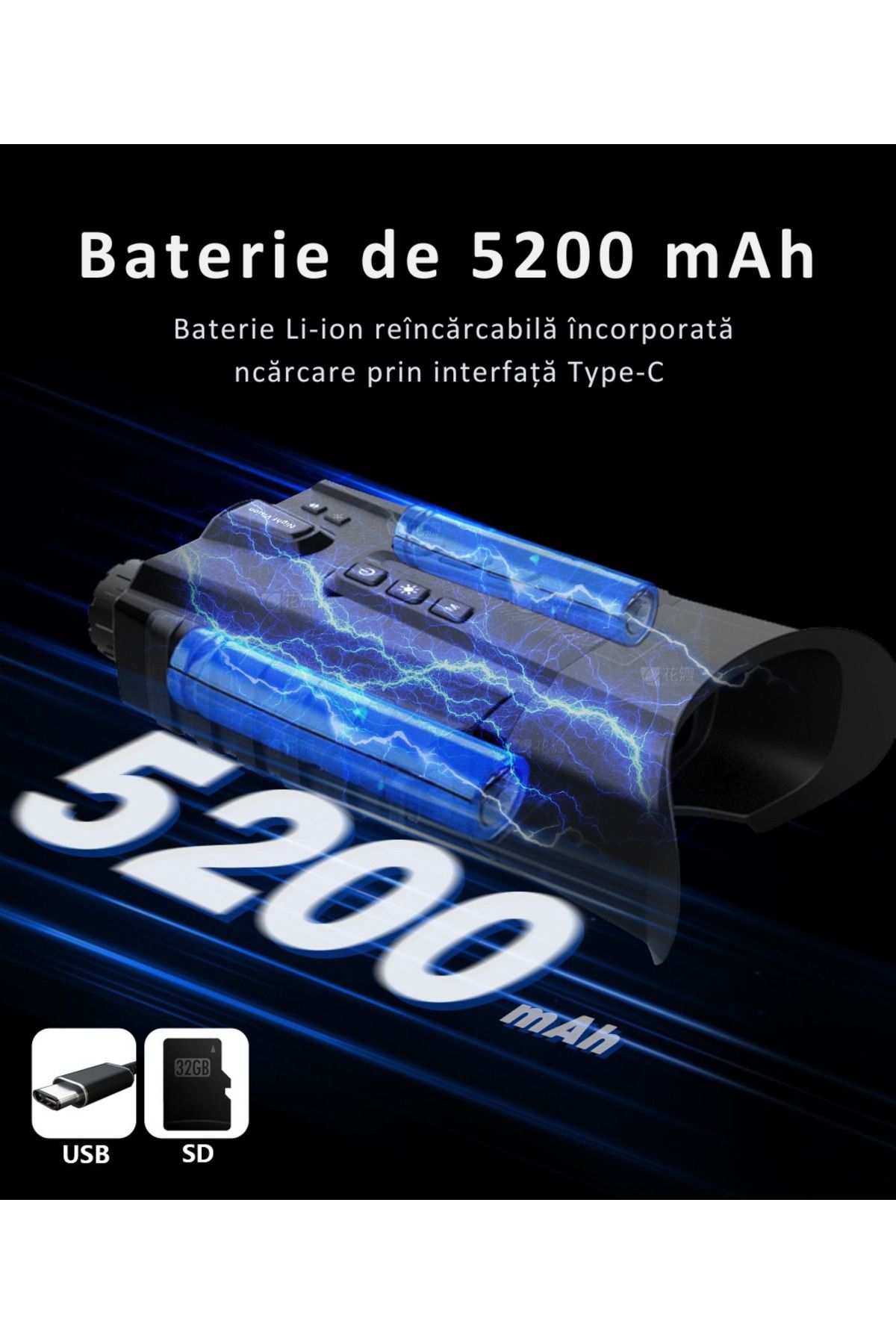 CLC SmartGear-Binoclu Digital CLC SmartGear, Night Vision Color, 15MP, 2.5K, Zoom 4X+8X, IR, 5200mAh, USB-C, SD 14