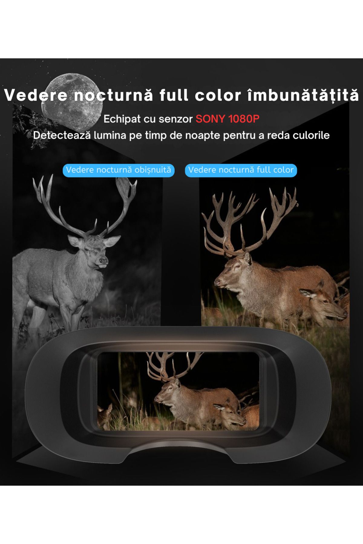 CLC SmartGear-Binoclu Digital CLC SmartGear, Night Vision Color, 15MP, 2.5K, Zoom 4X+8X, IR, 5200mAh, USB-C, SD 5