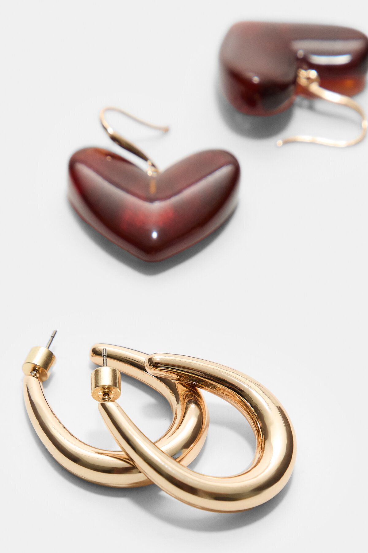 Stradivarius-Set of 2 pairs of contrasting heart earrings 5