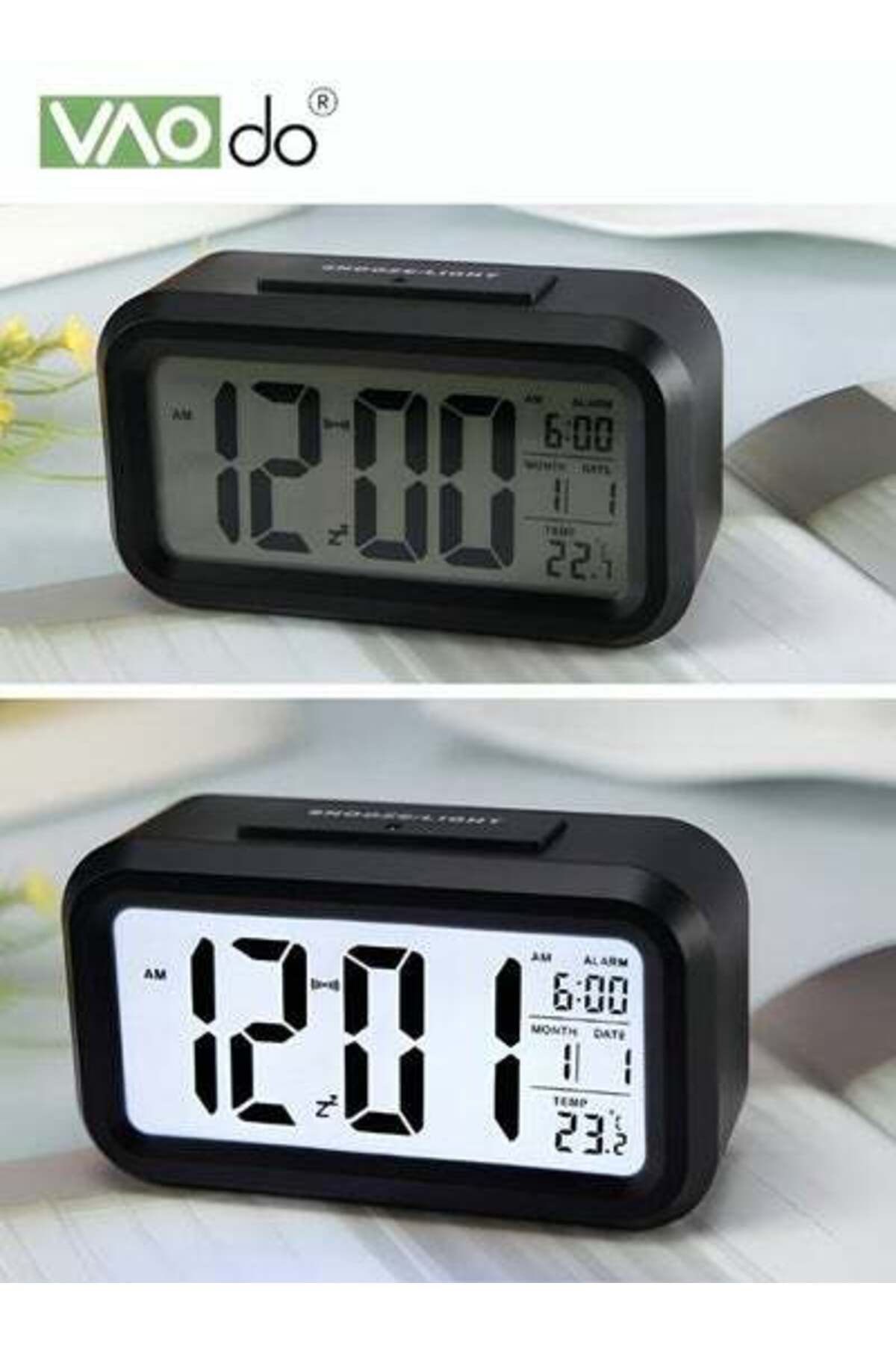 VAODO-LED Alarm Clock Large Screen Display with Night Light Sensing Function Temperature Display 4
