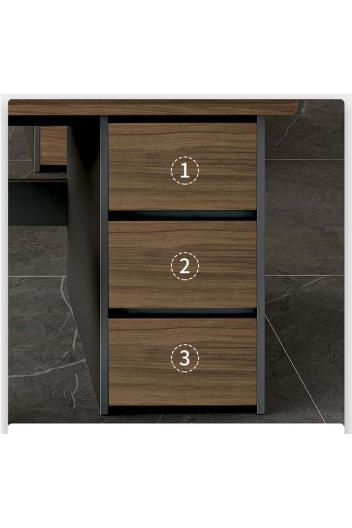 Türkiye-Multifunctional Computer Table And Office Desk With 3 Drawers 120 cm 5
