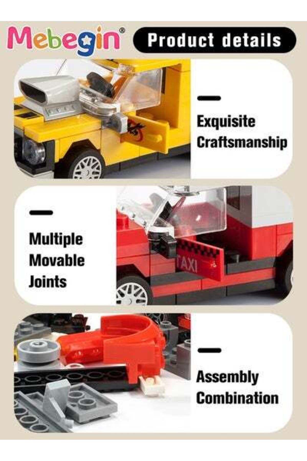 MEBEGIN-396 PCS Mini Pull Back Car Assembly Building Blocks, DIY Small Particles Puzzle Building Blocks 4