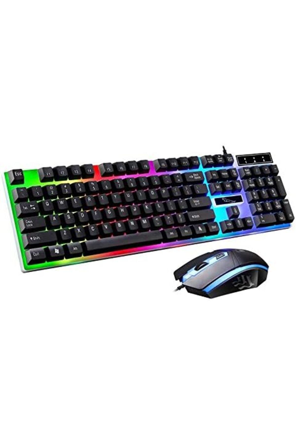 Türkiye-G21 Keyboard Wired USB Gaming Mouse Flexible Polychromatic LED Lights Computer Mechanical Feel Backl 1