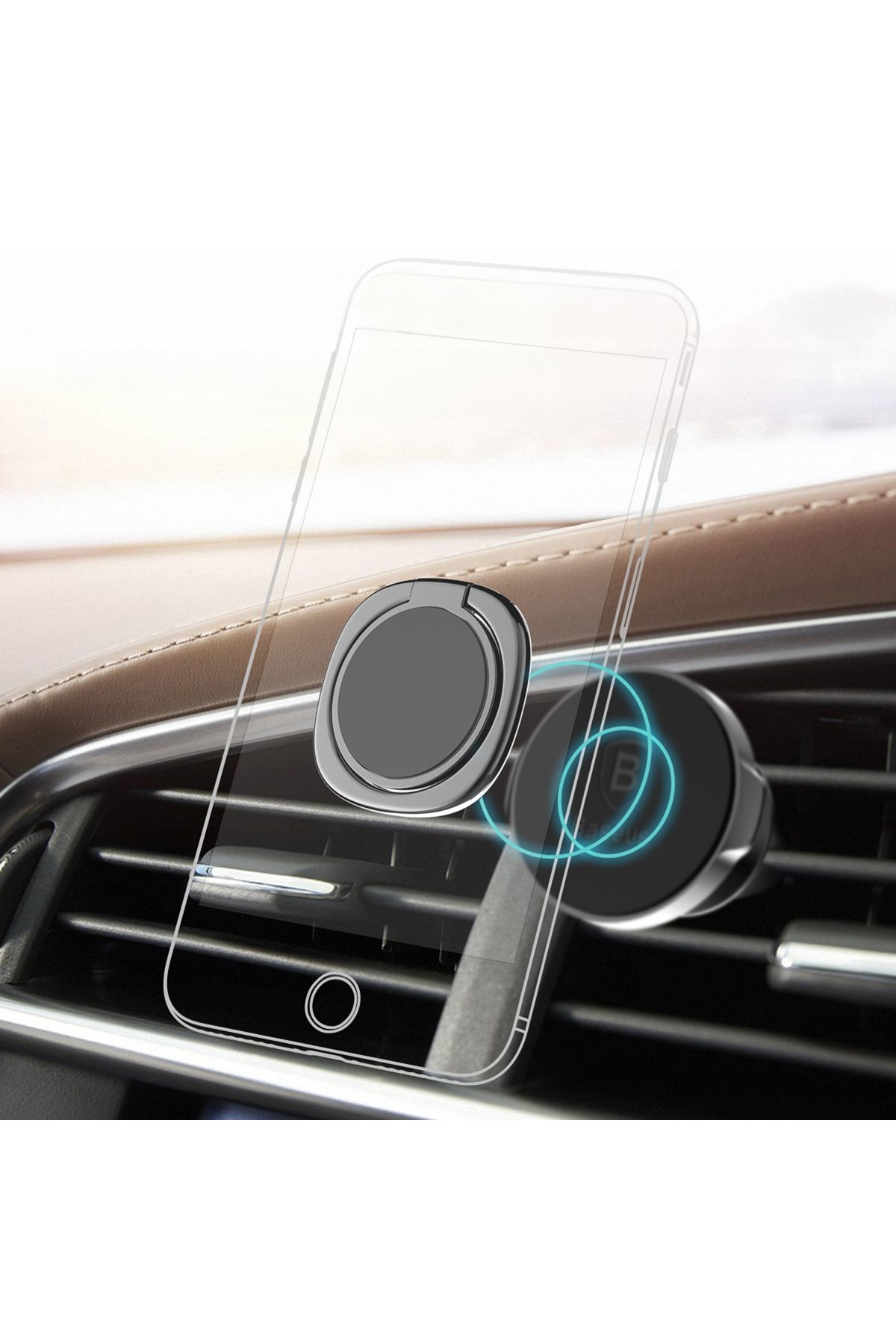 Baseus-Suport magnetic pentru telefon cu deget inelar Privity și funcție de suport - Argintiu 7