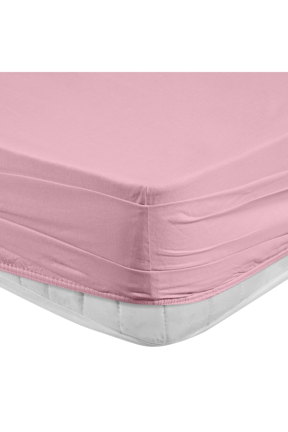 Altınbaşak-Freesia Double Ranforce Fitted Sheet 200X200+35 cm Powder 3