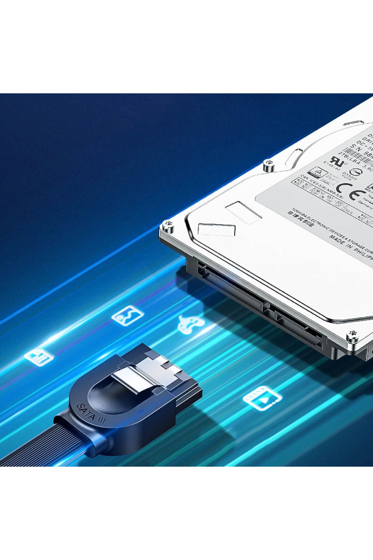 Ugreen-Cablu plat unghiular SATA 1.0-3.0 până la 5Gb/s 0.5m - negru 3