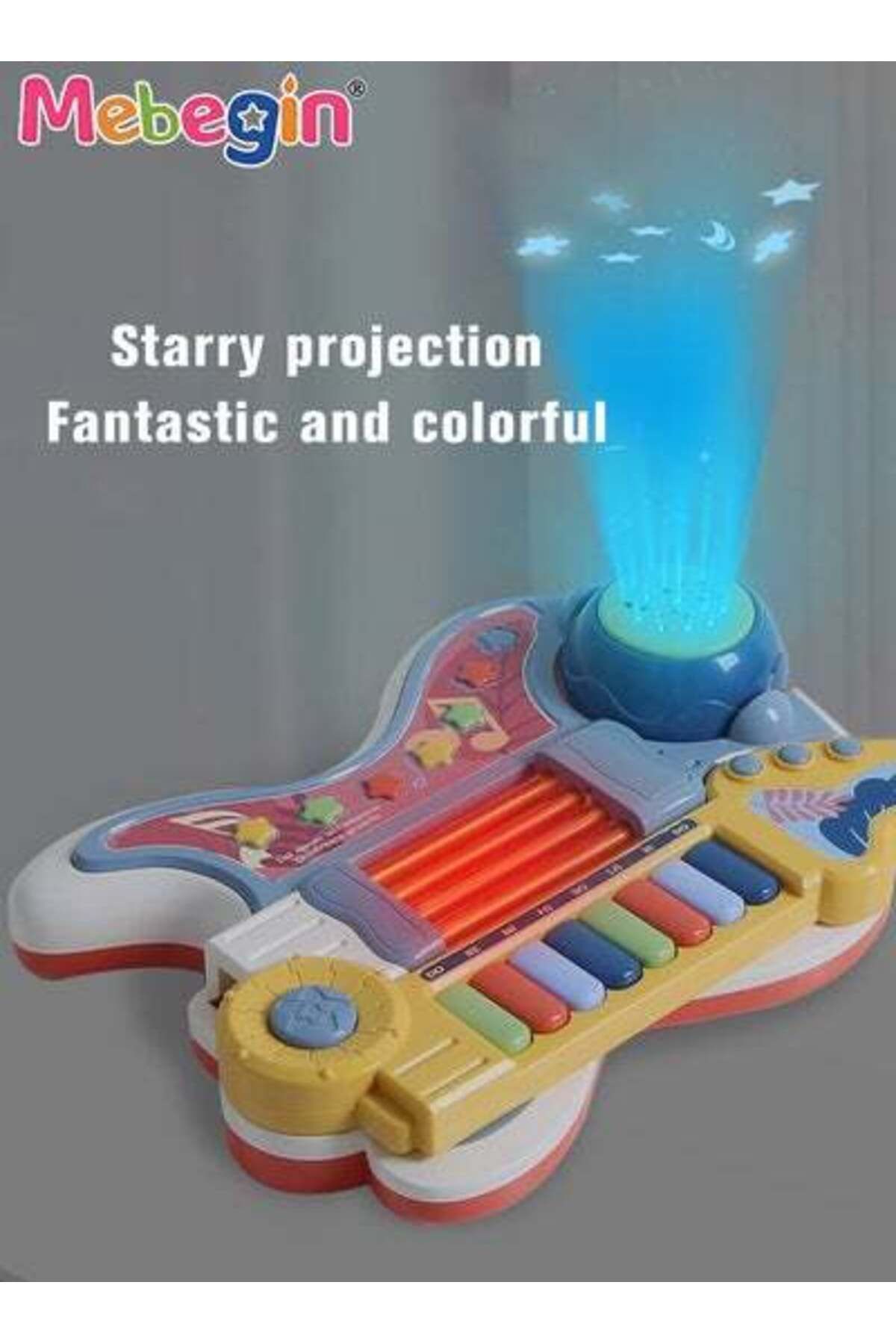 MEBEGIN-2-in-1 Musical Instrument Toy with Projection Function and 2 Modes, Colorful Guitar Piano Toy 5