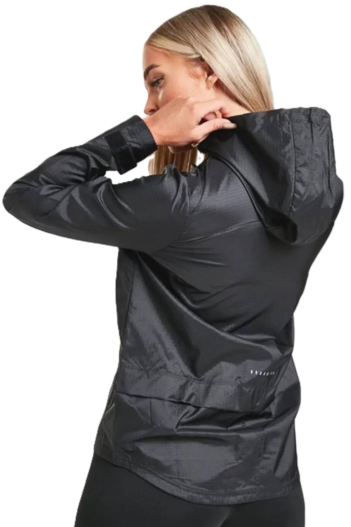 Nike Essential Running Full Zip Jacket Kapüşonlu Bol Cepli Kadın Koşu Ceketi Siyah görsel 2