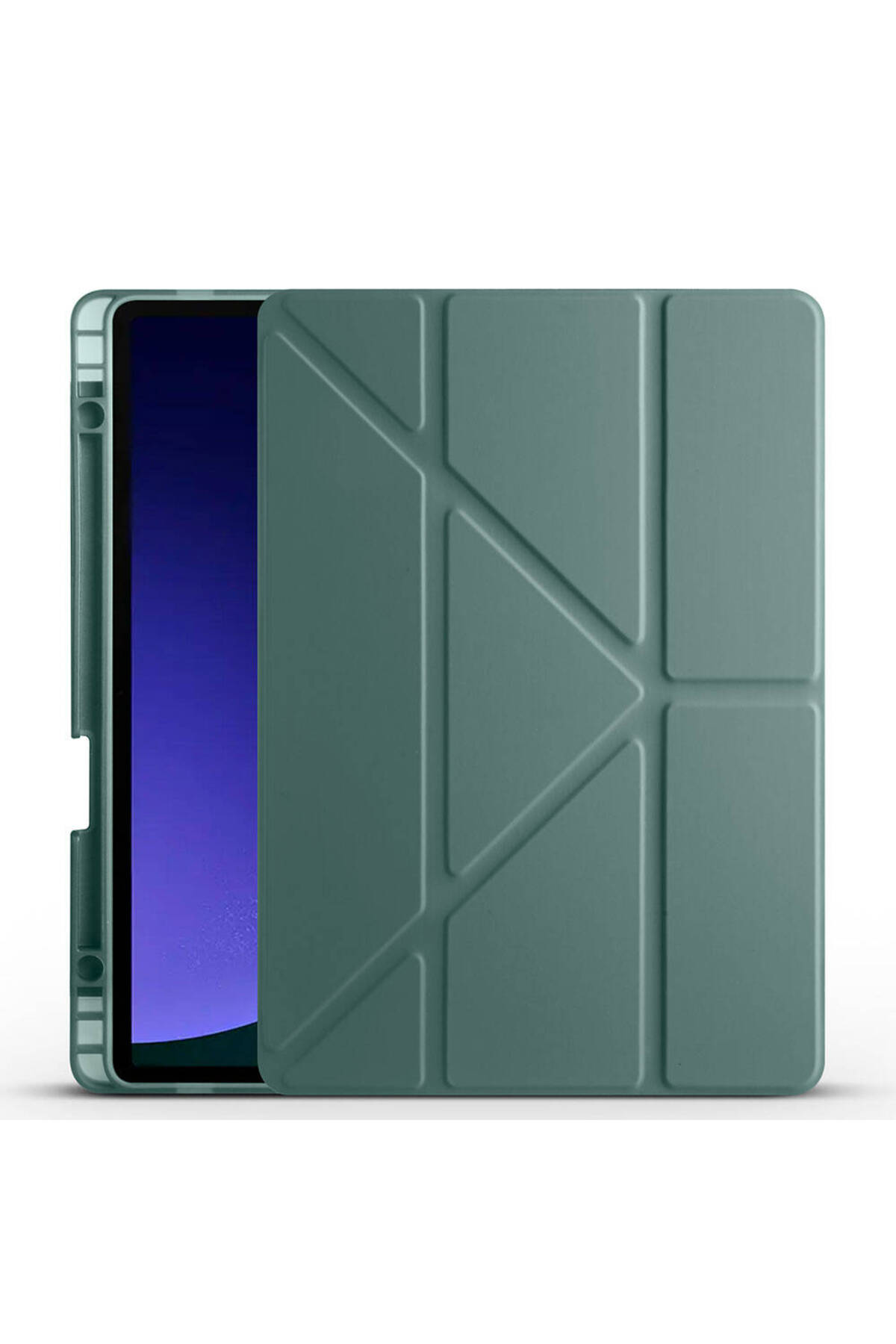 Galaxy Tab S9 Kılıf Uyumlu NXXA Tri Folding Kalem Bölmeli Standlı Kılıf-Koyu Yeşil