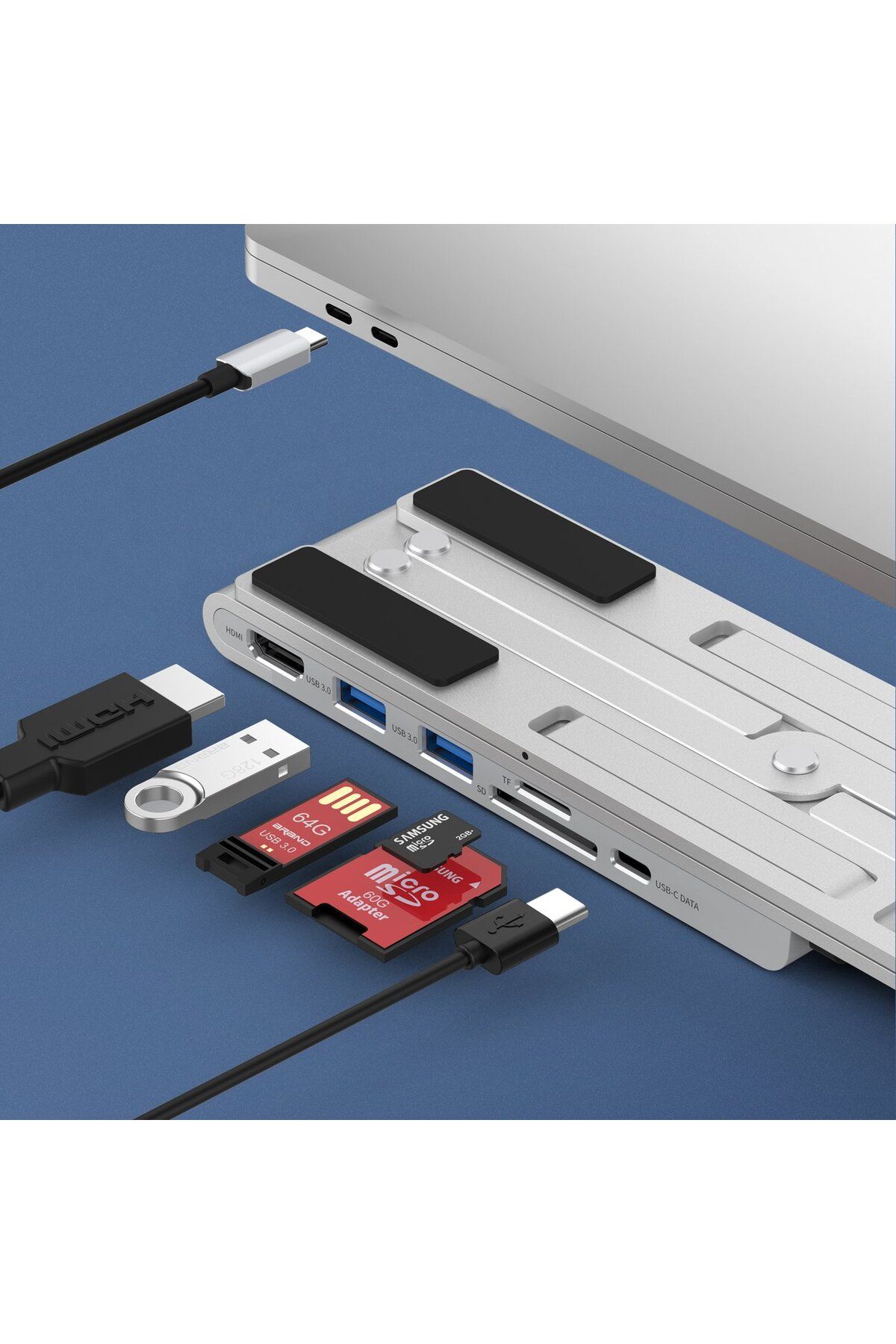 CHOETECH-Podstawka stacja do laptopa PD USB-C HDMI 2xUSB-A 1xUSB-C 1xSD 1xTF czarny 7