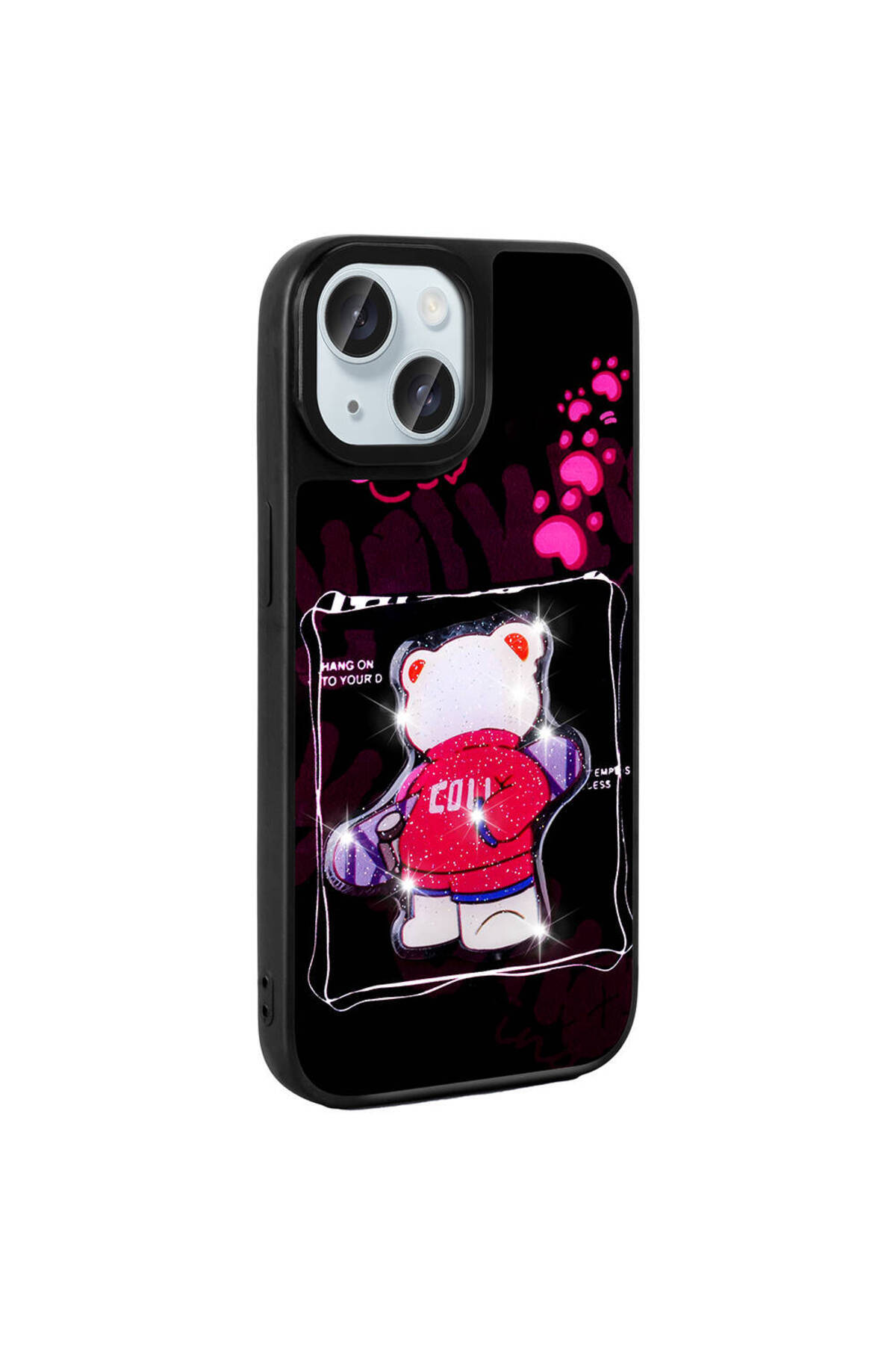 xemu-iPhone 14 Case Shining Embossed Iconic Figure Cppl Amas Silicone Cover - Pink 5
