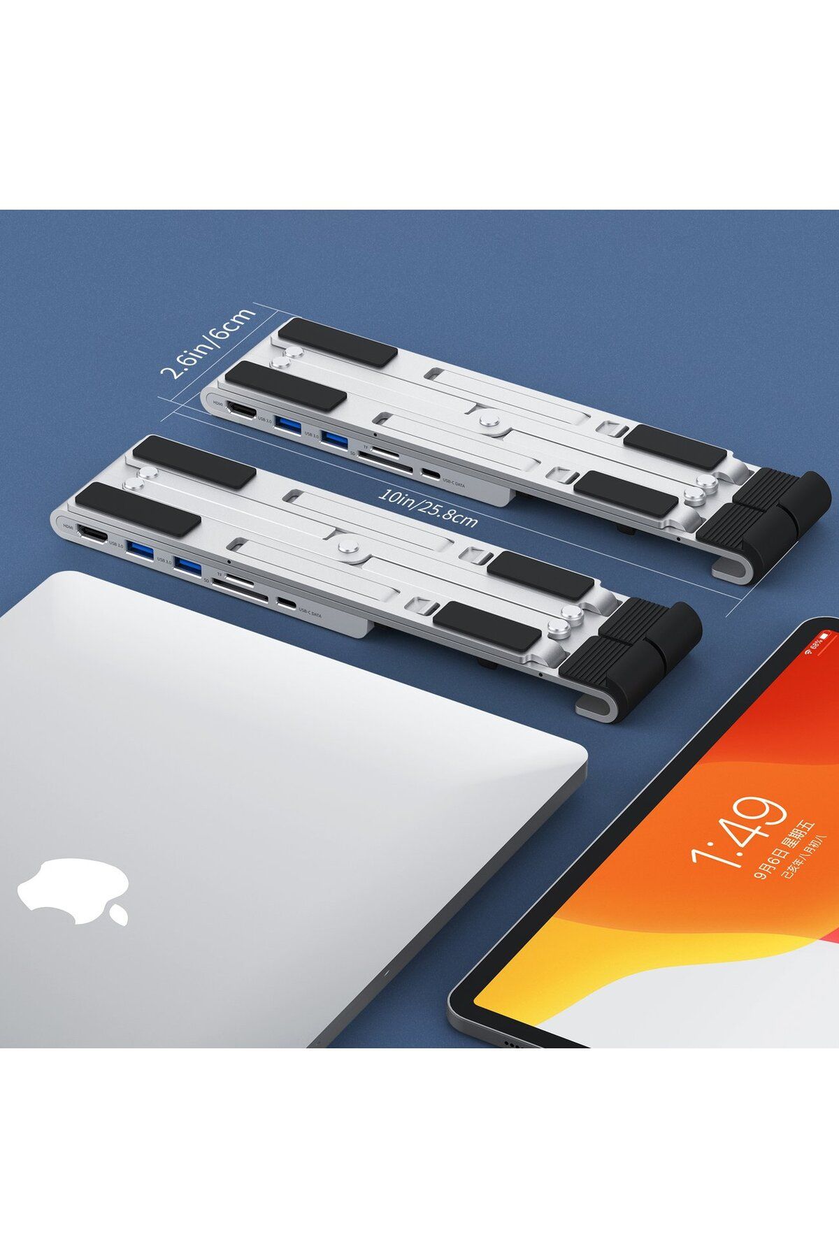 CHOETECH-Podstawka stacja do laptopa PD USB-C HDMI 2xUSB-A 1xUSB-C 1xSD 1xTF czarny 6