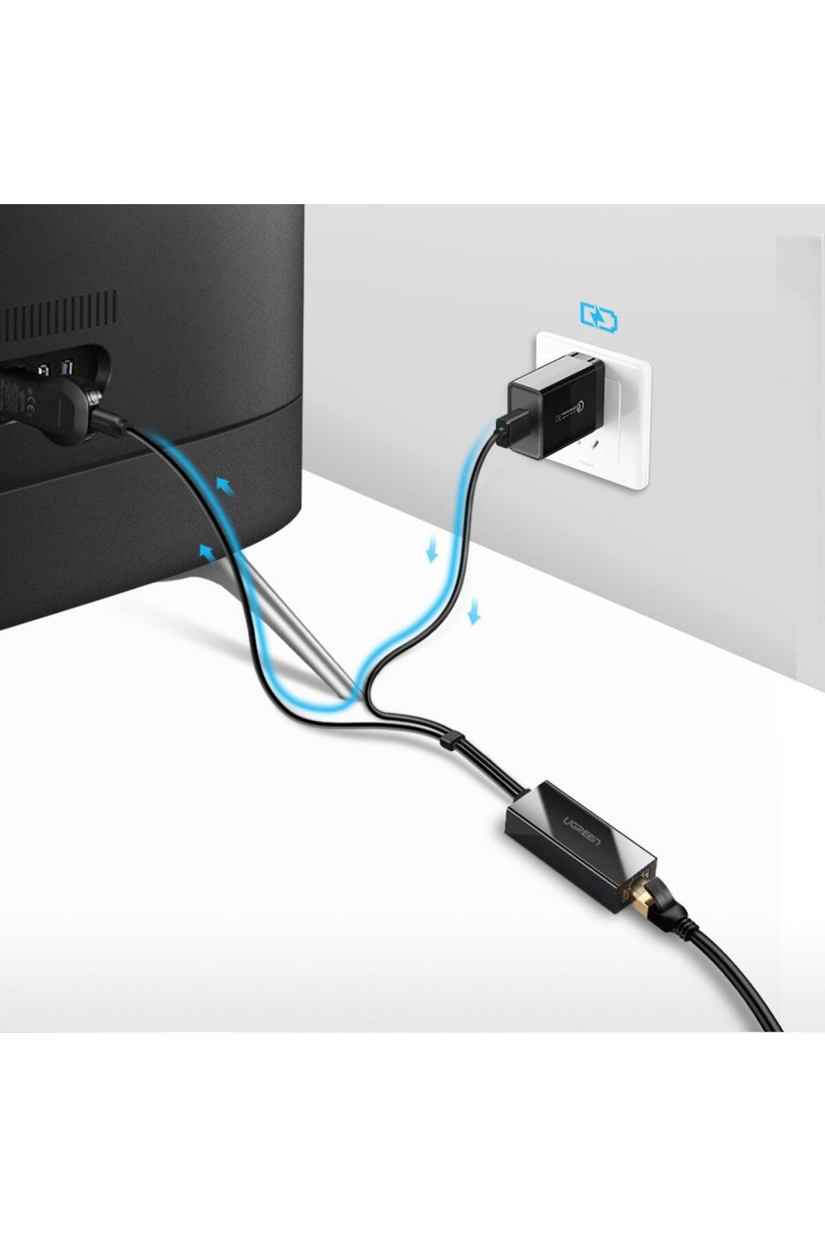 Ugreen-Zewnętrzna karta sieciowa LAN micro USB 100Mbps do Chromecast 1m czarny 7