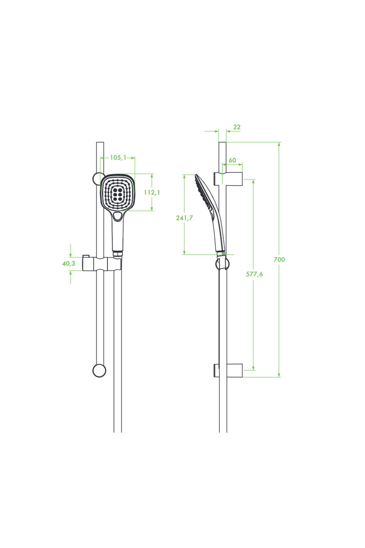 Laveo-Shower set with bar, white, 3 functions, shower head and hand shower, NLZ 61A1 2