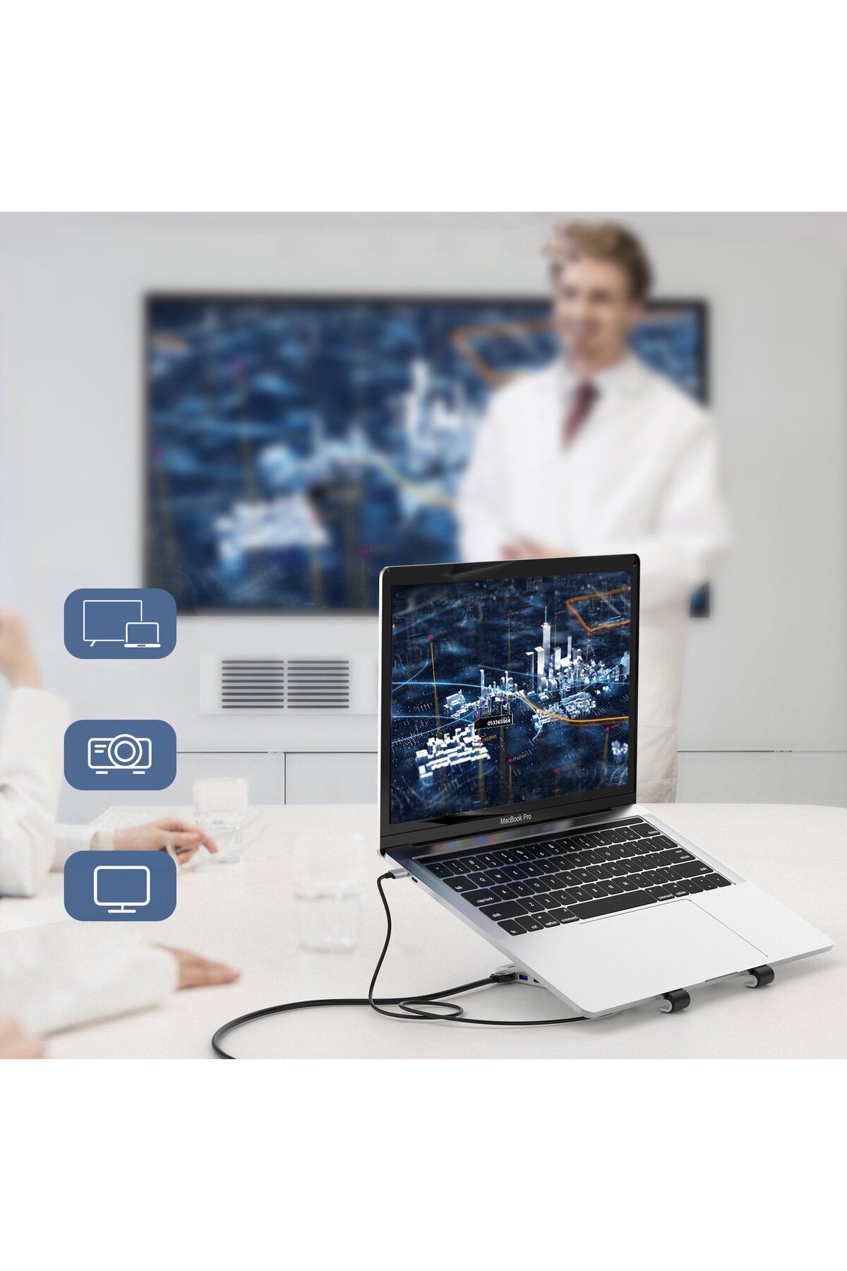 CHOETECH-Podstawka stacja do laptopa PD USB-C HDMI 2xUSB-A 1xUSB-C 1xSD 1xTF czarny 8