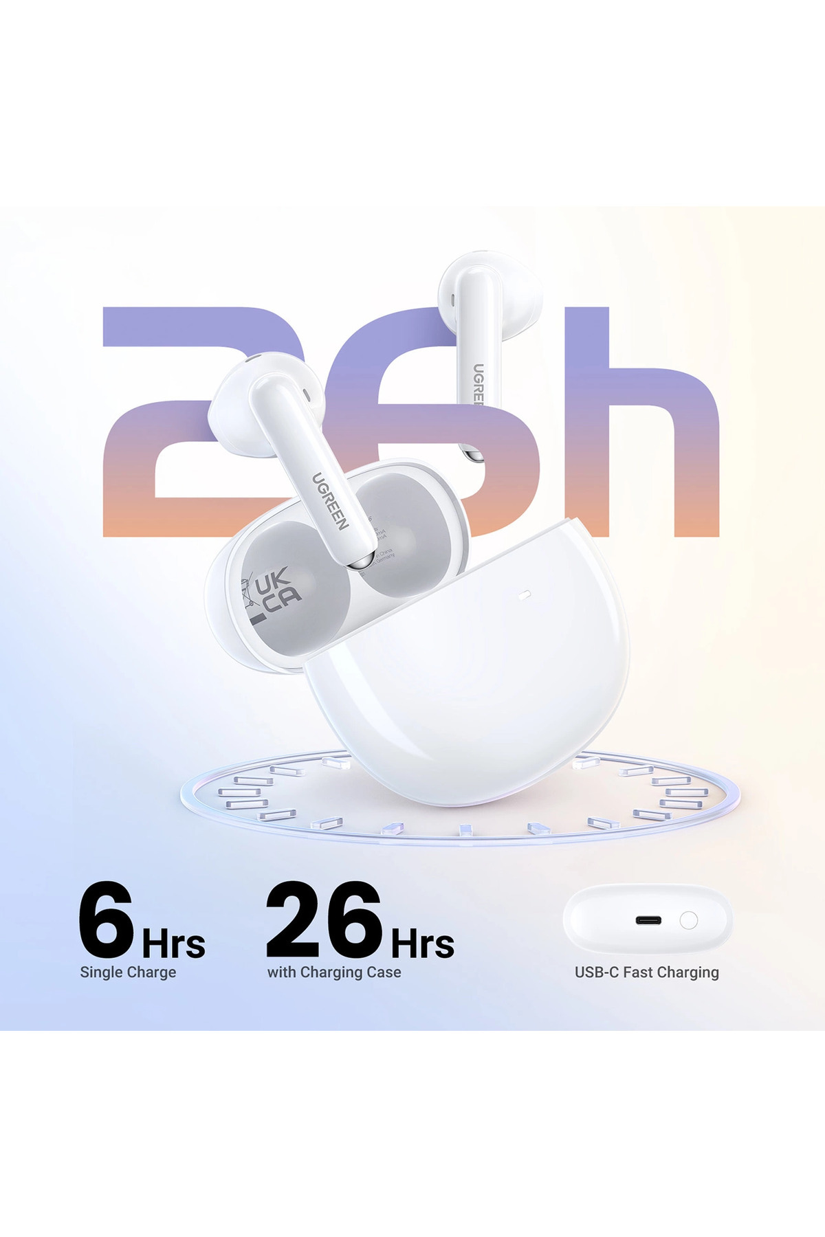 Ugreen-Căști wireless Bluetooth HiTune H5 TWS: 5.3 USB-C Alb 5