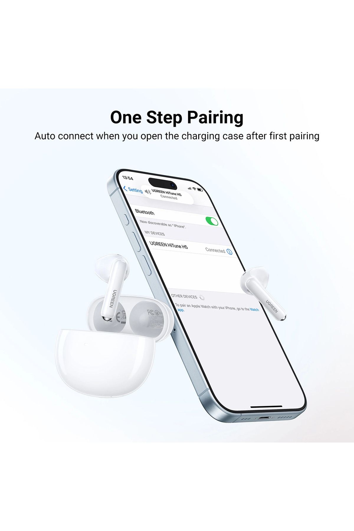 Ugreen-Căști wireless Bluetooth HiTune H5 TWS: 5.3 USB-C Alb 8