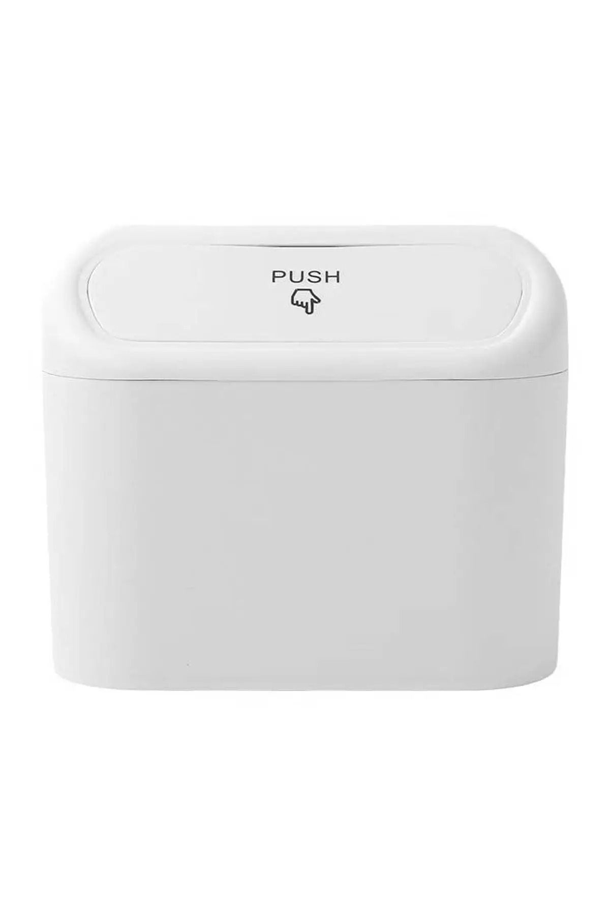 Miu-Auto Vehicle Garbage Bin Spring Loaded Lid Liquid Proof Trash Can White Color 1