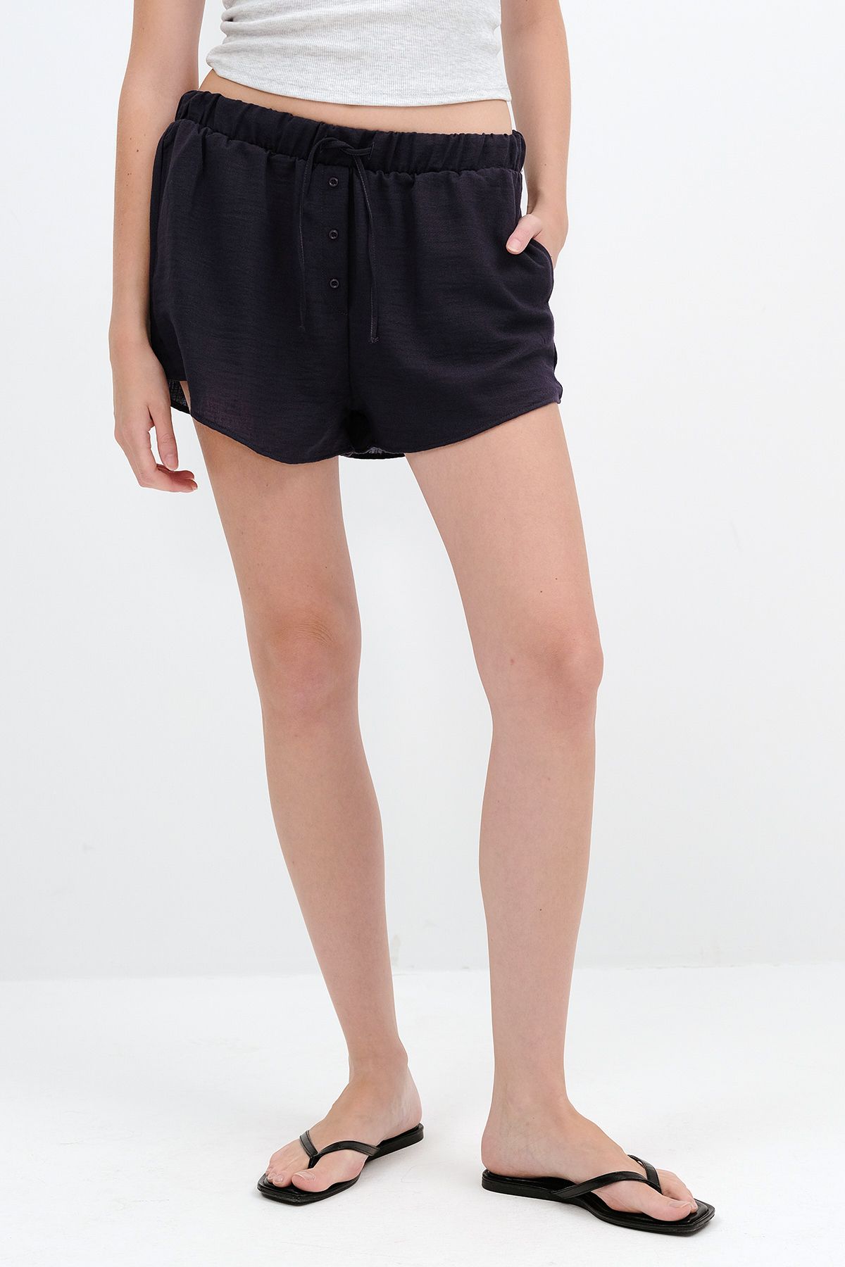 Addax-Button Detailed Shorts Ş18325 4