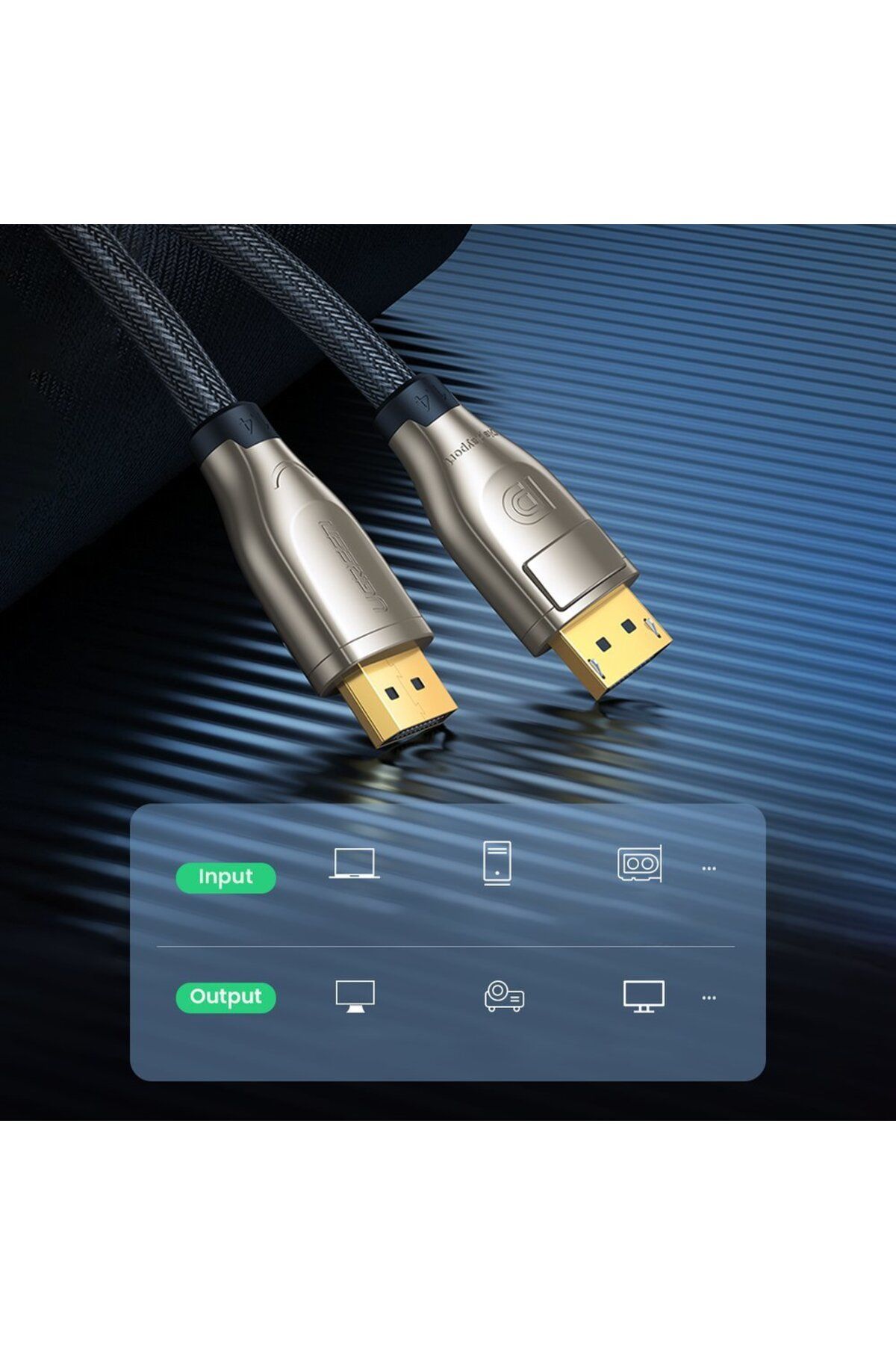 Ugreen-Cablu DisplayPort, Durabil, Flexibil, DP112, DP1.4, 8K, 3m, Negru 8