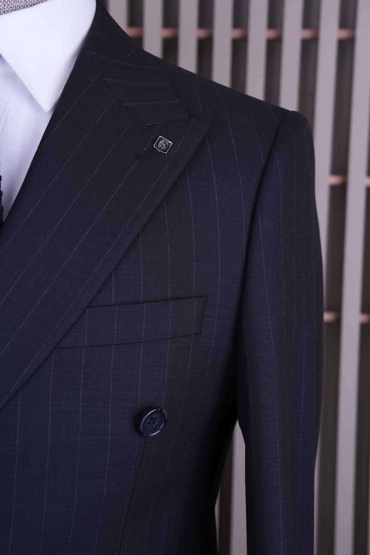 CASABA-Striped Men's Double Breasted Suit 7408 2
