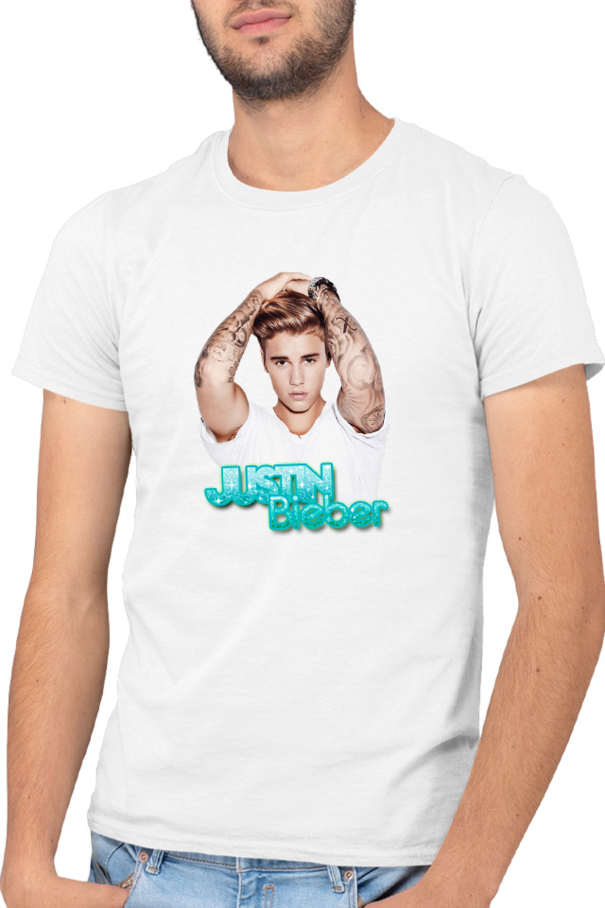OEM Tricou Barbati Justin Bieber Actor Tattoo Logo Masculin - S